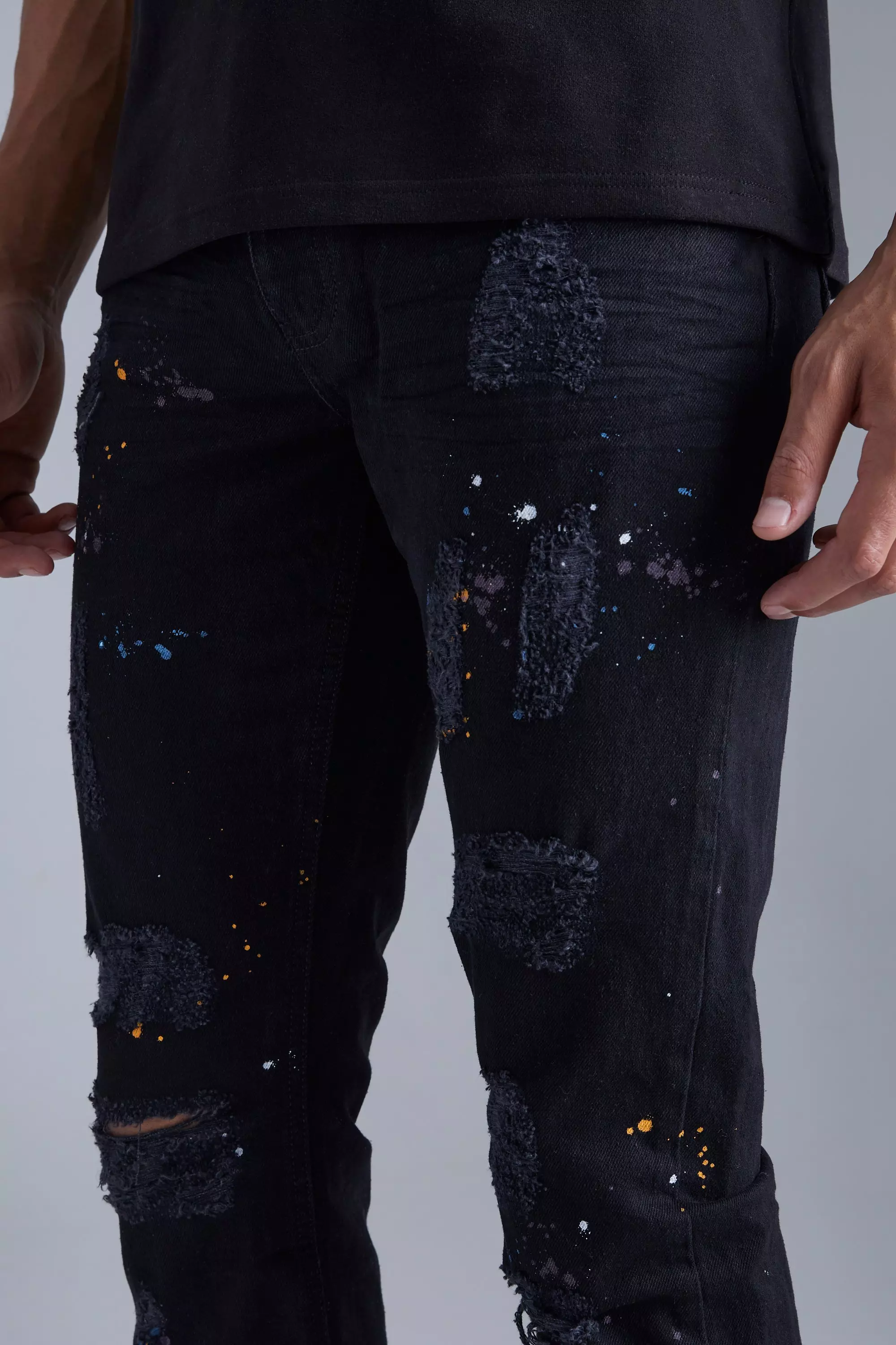 Black jeans 2024 white paint