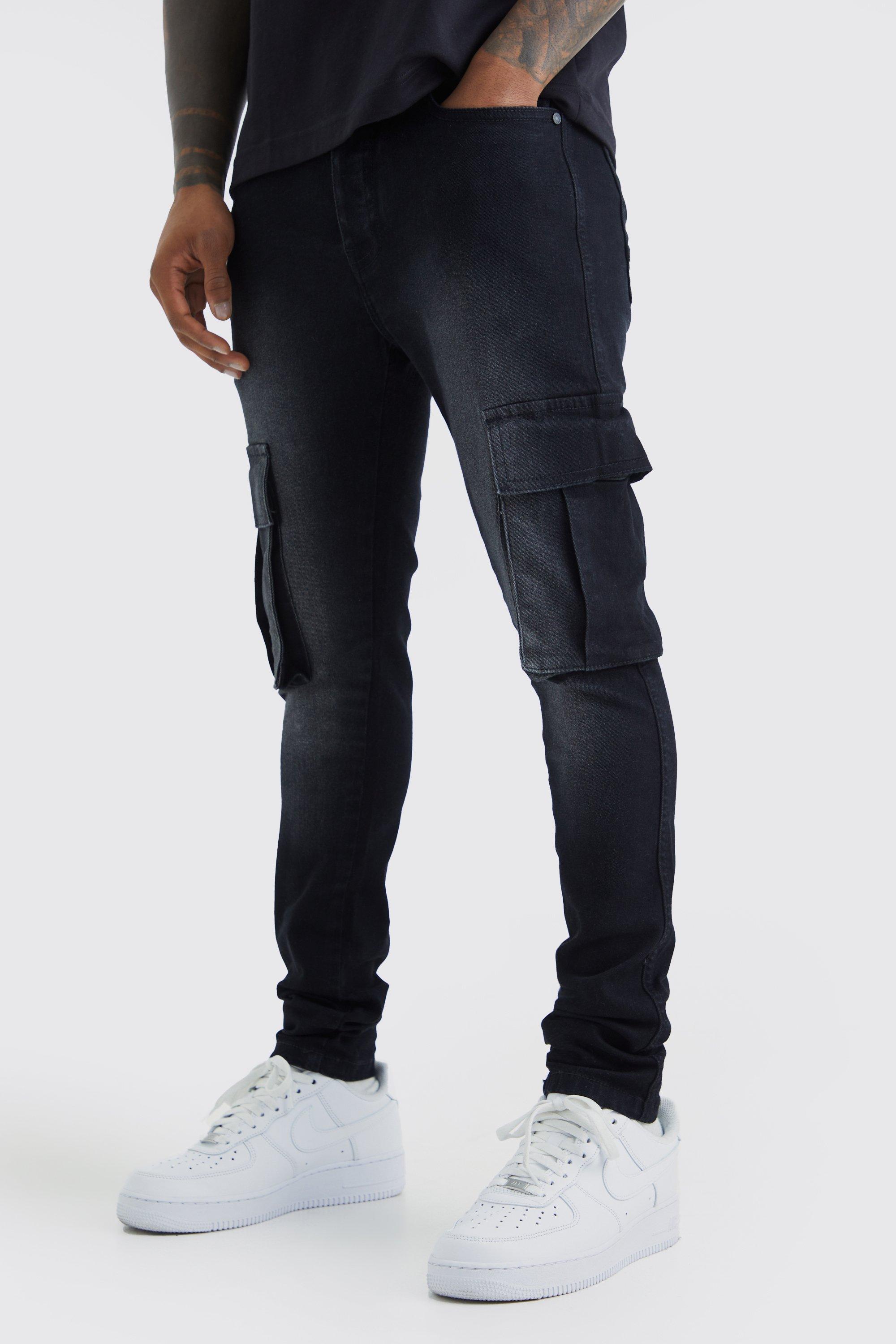 Image of Jeans Cargo Super Skinny Fit in Stretch, Nero