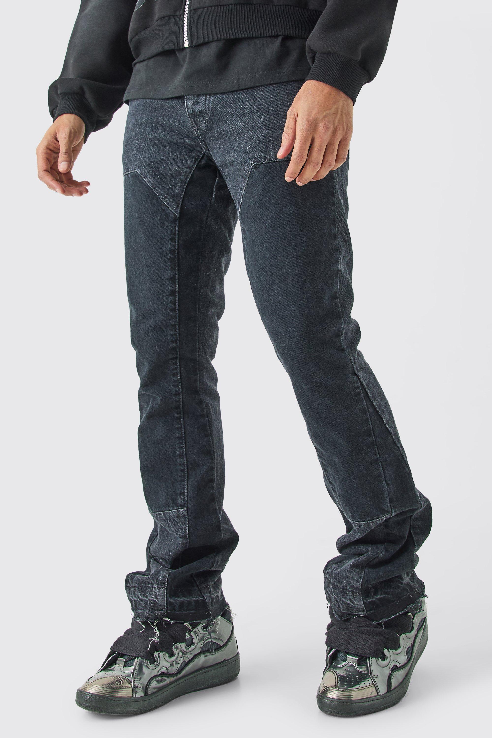Image of Jeans a zampa Slim Fit in denim rigido sovratinti, Grigio