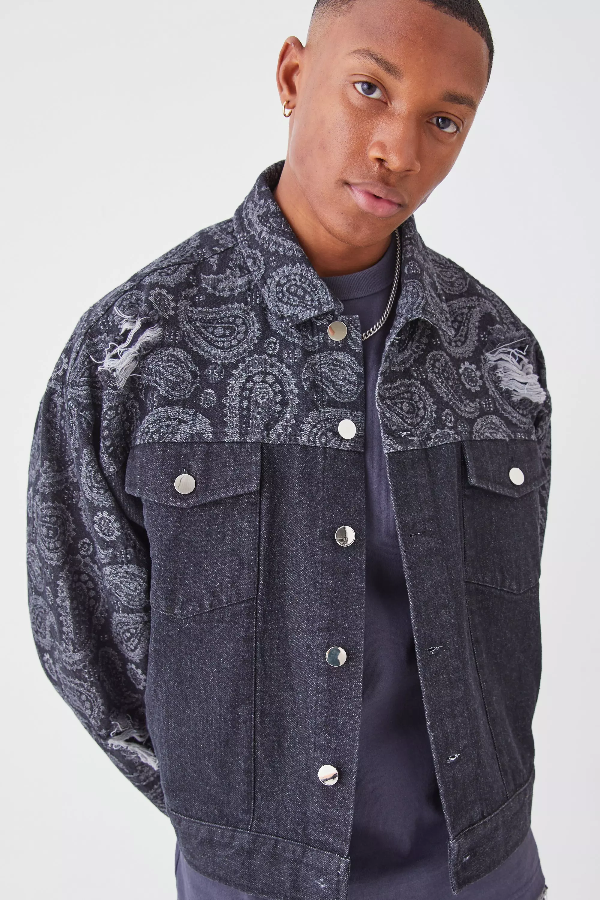 Denim jacket with hot sale collared shirt