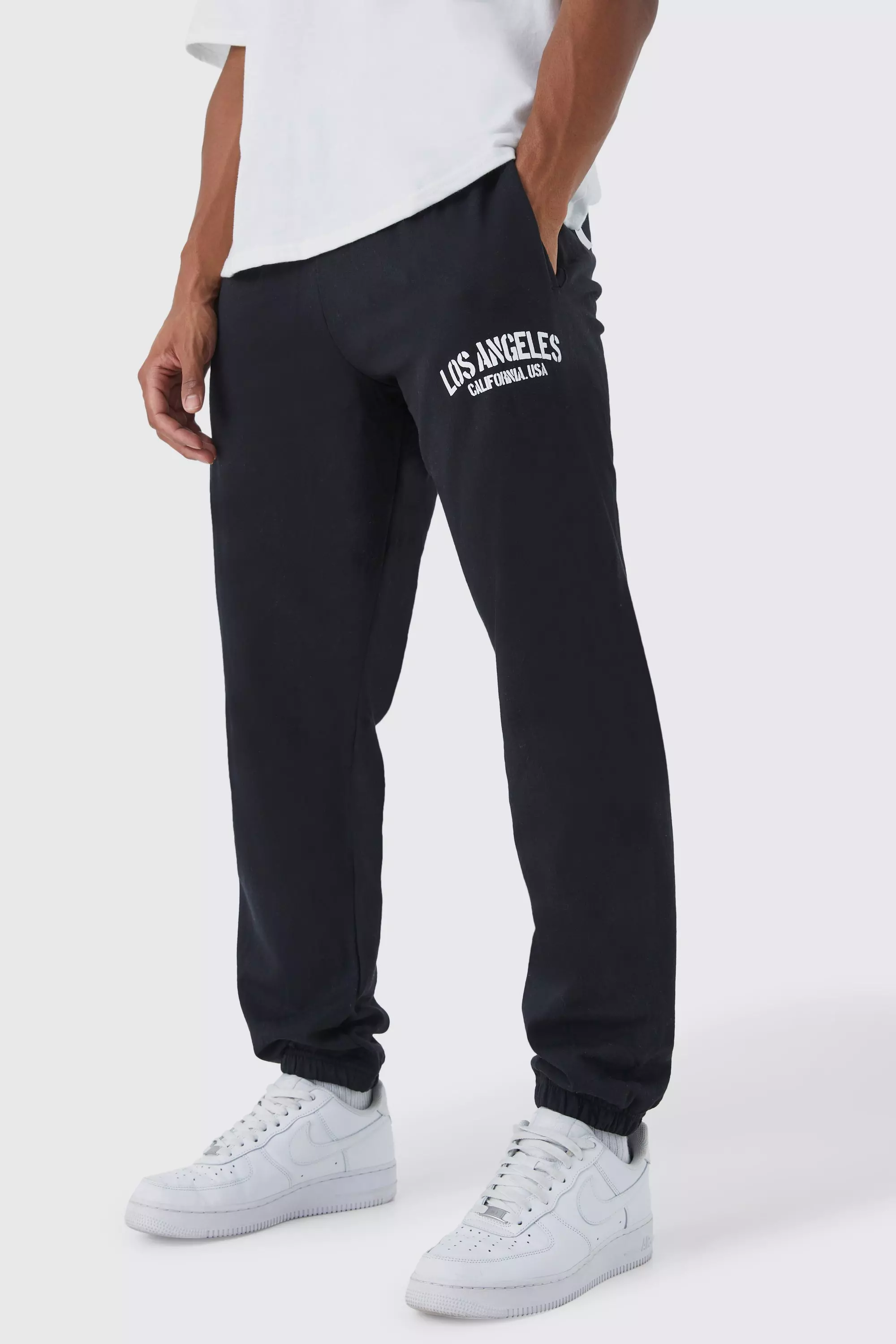 Black Graphic Los Angeles Wide Leg Joggers