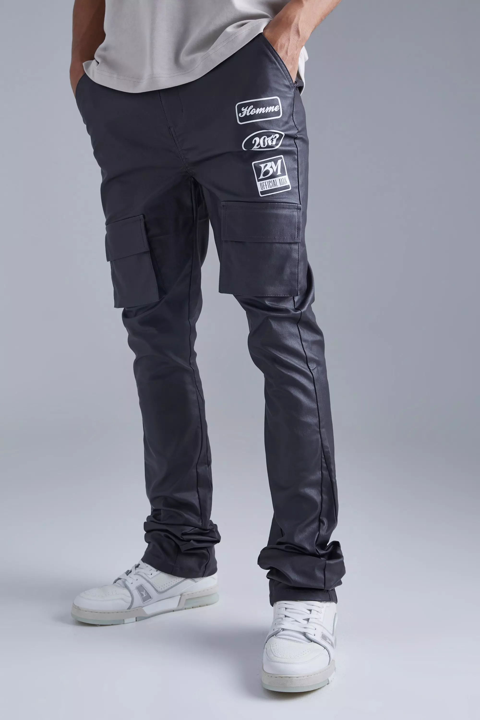 Coated cargo trousers