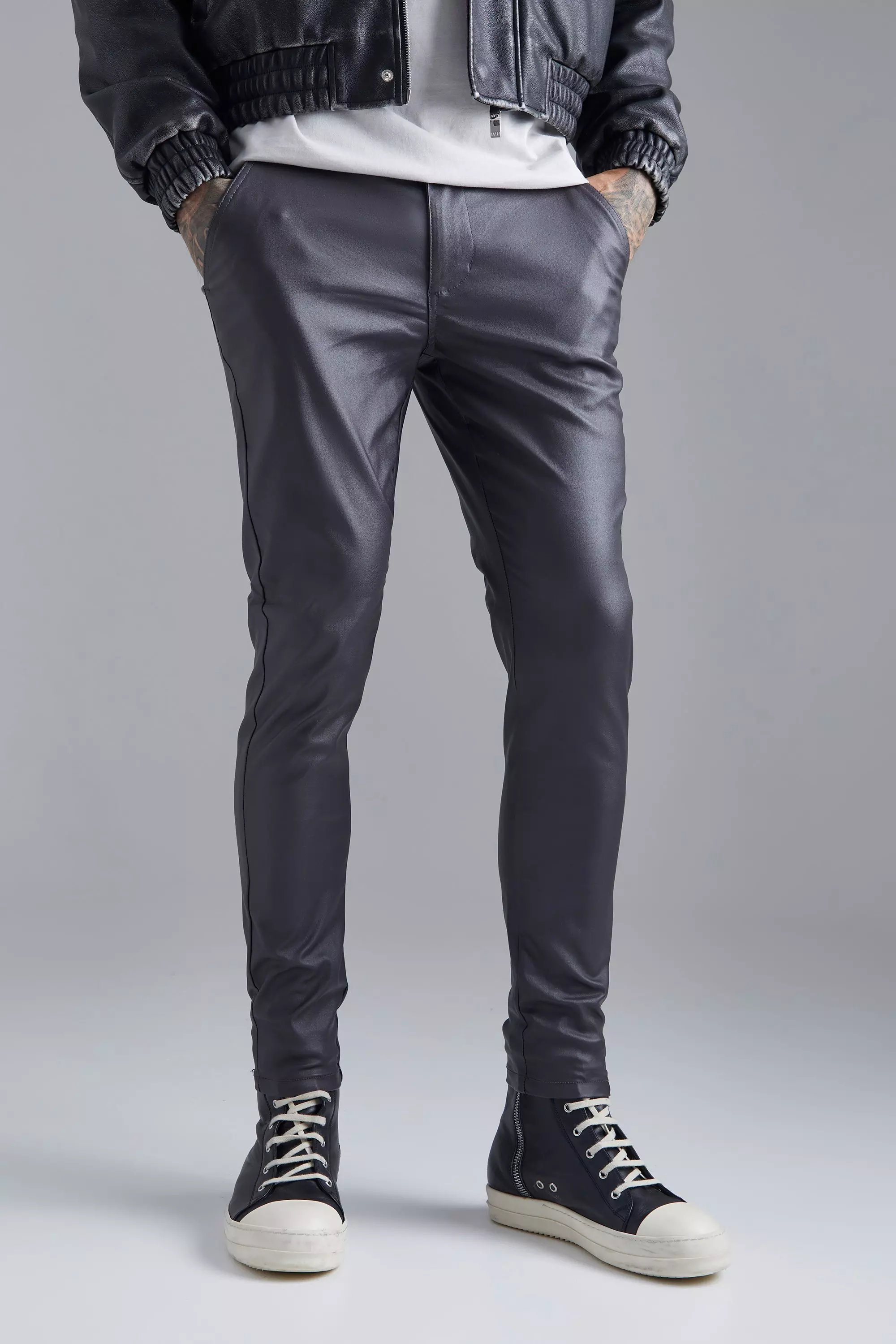 Dark Charcoal Twill Slim Suit Trousers