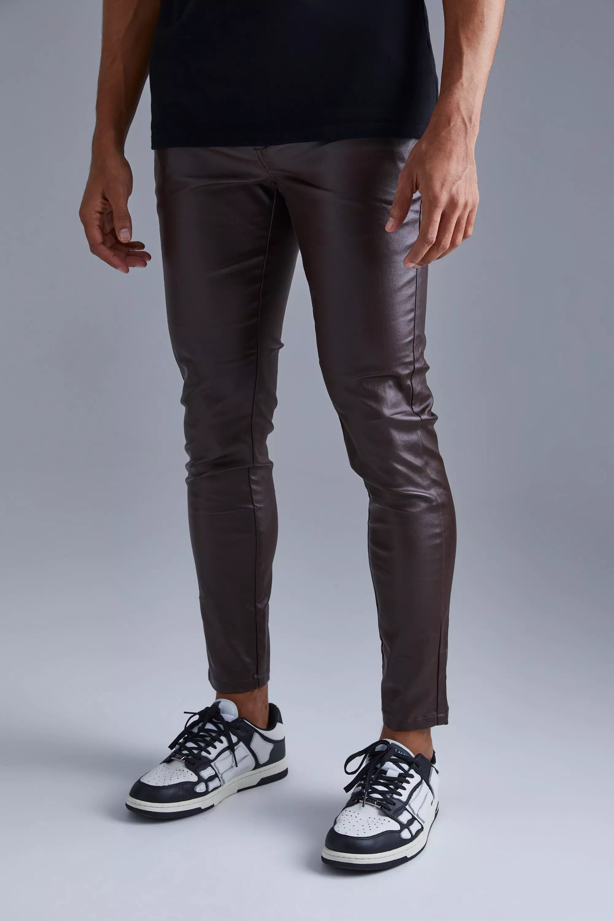 Skinny Fit Coated Twill Pants