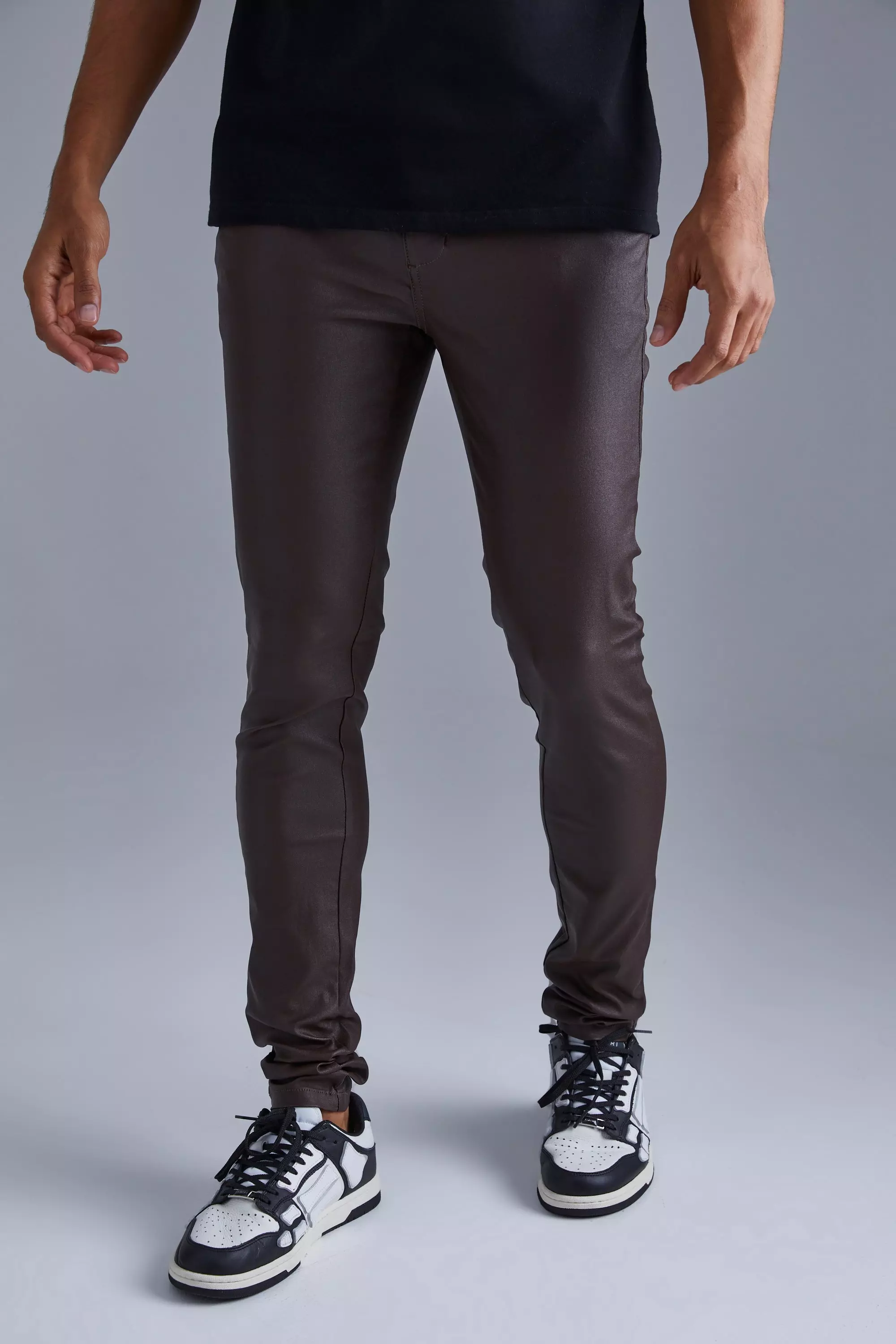 Skinny Fit Coated Twill Pants