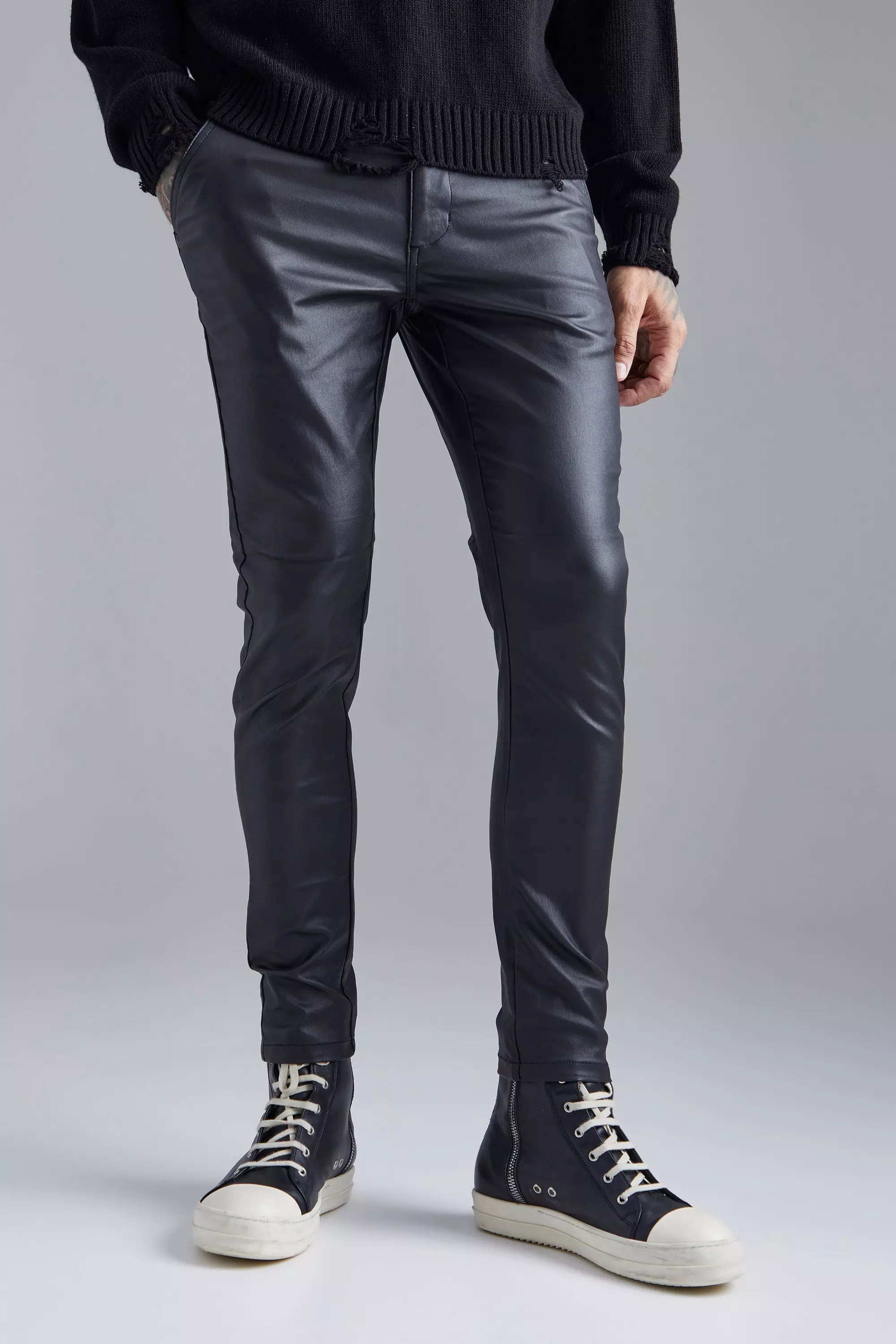 Skinny Fit Coated Twill Pants