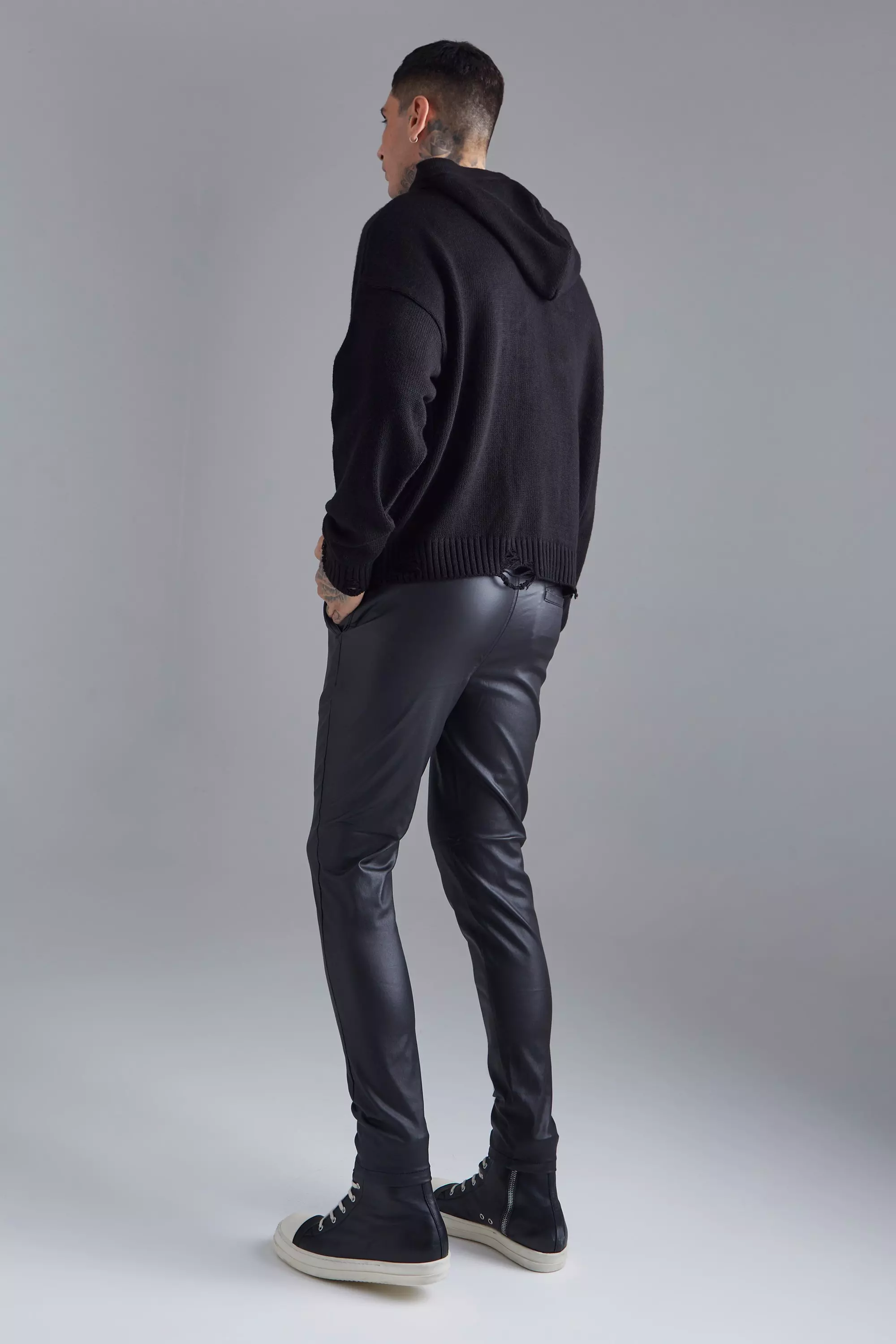 Skinny Fit Coated Twill Pants