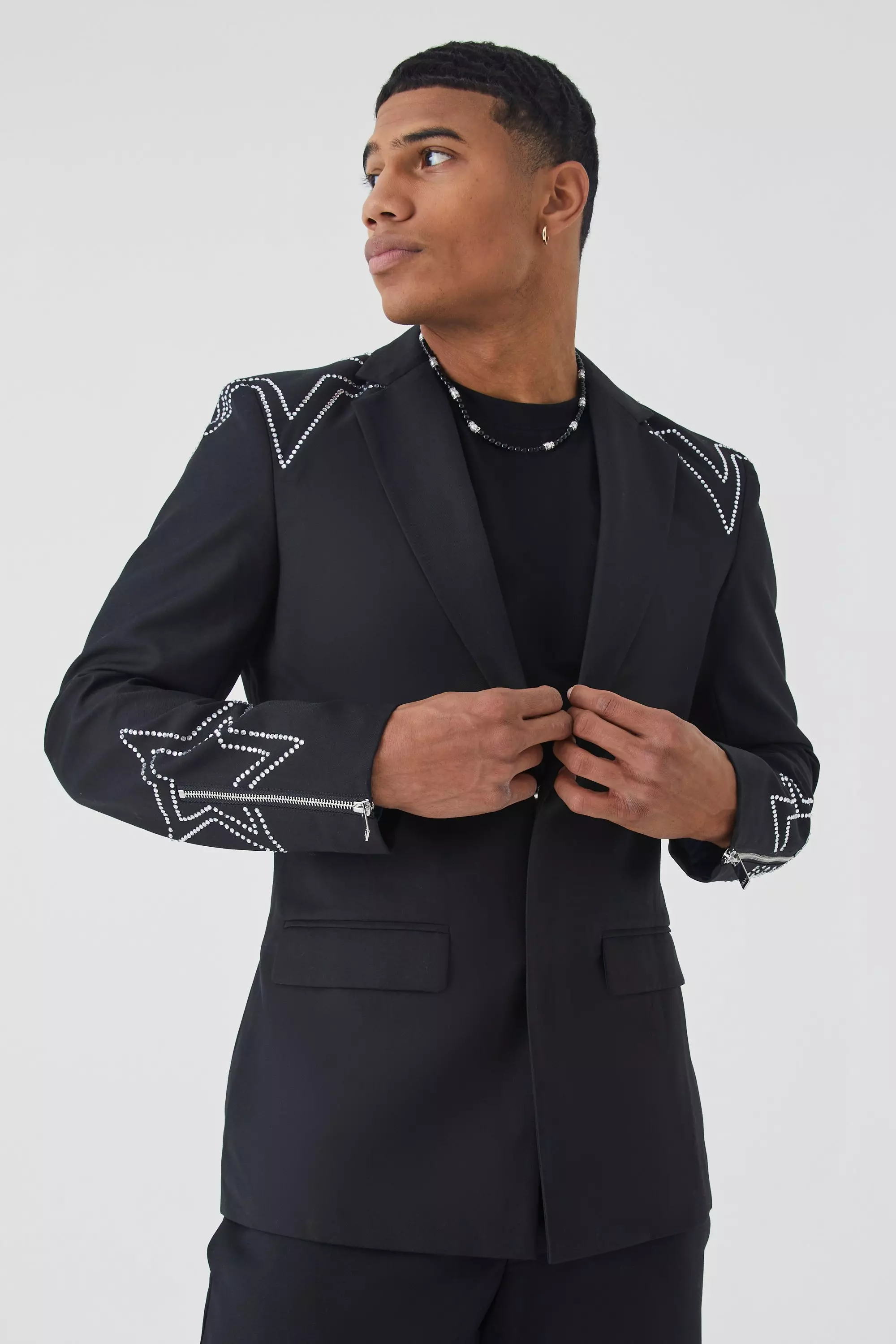 Embellished suit outlet jacket