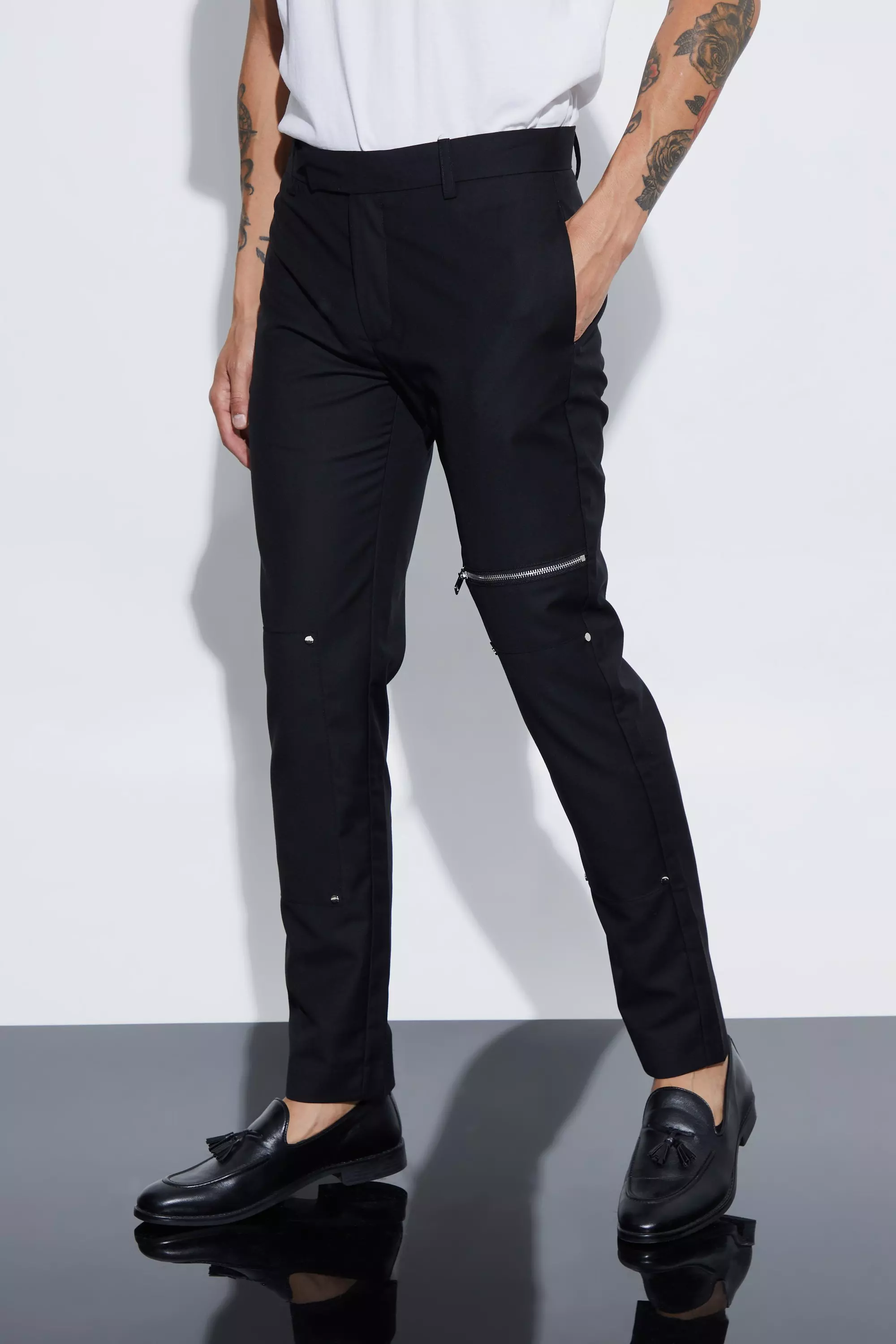 Trousers with Zip Detail - Black