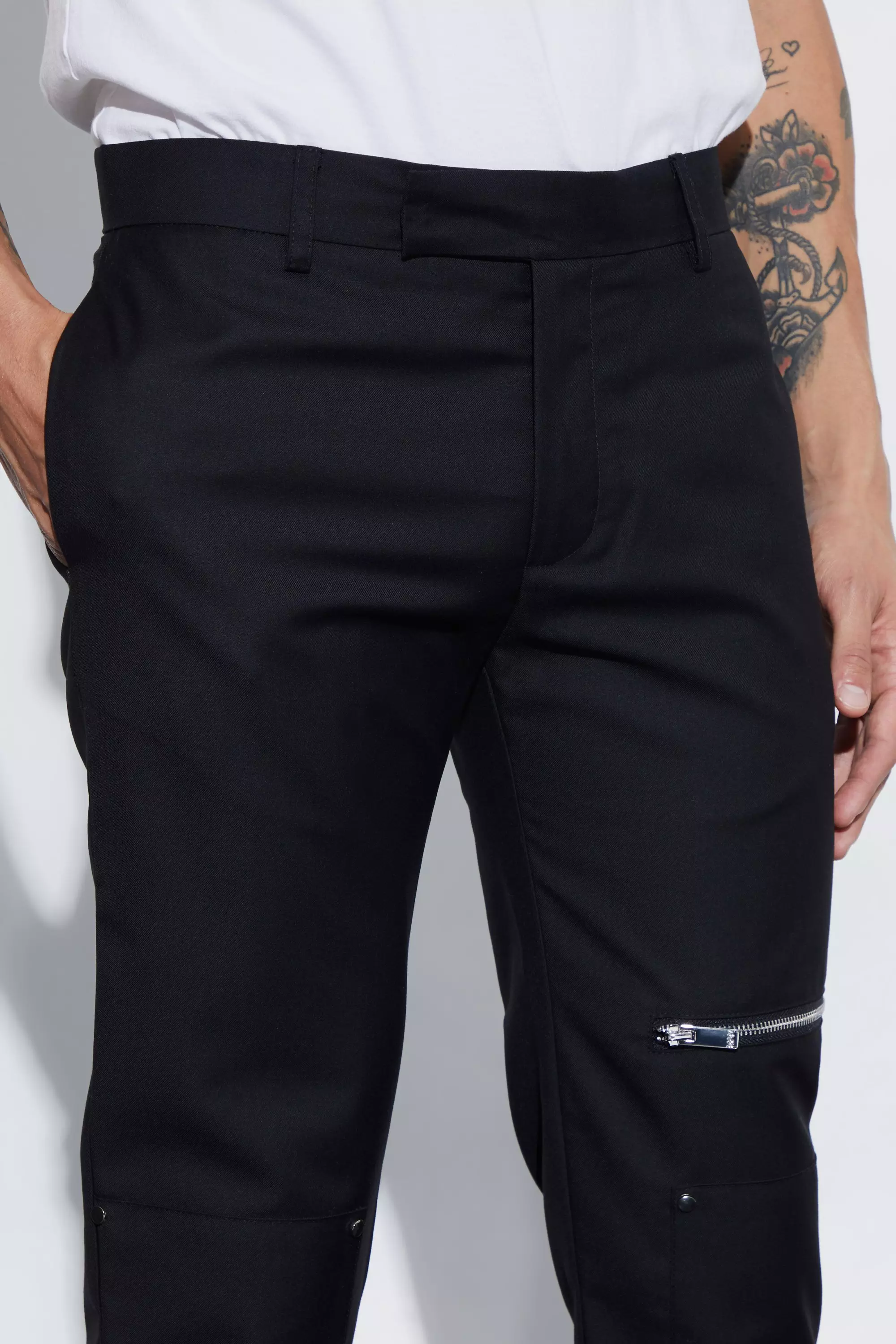 Trousers with Zip Detail - Black