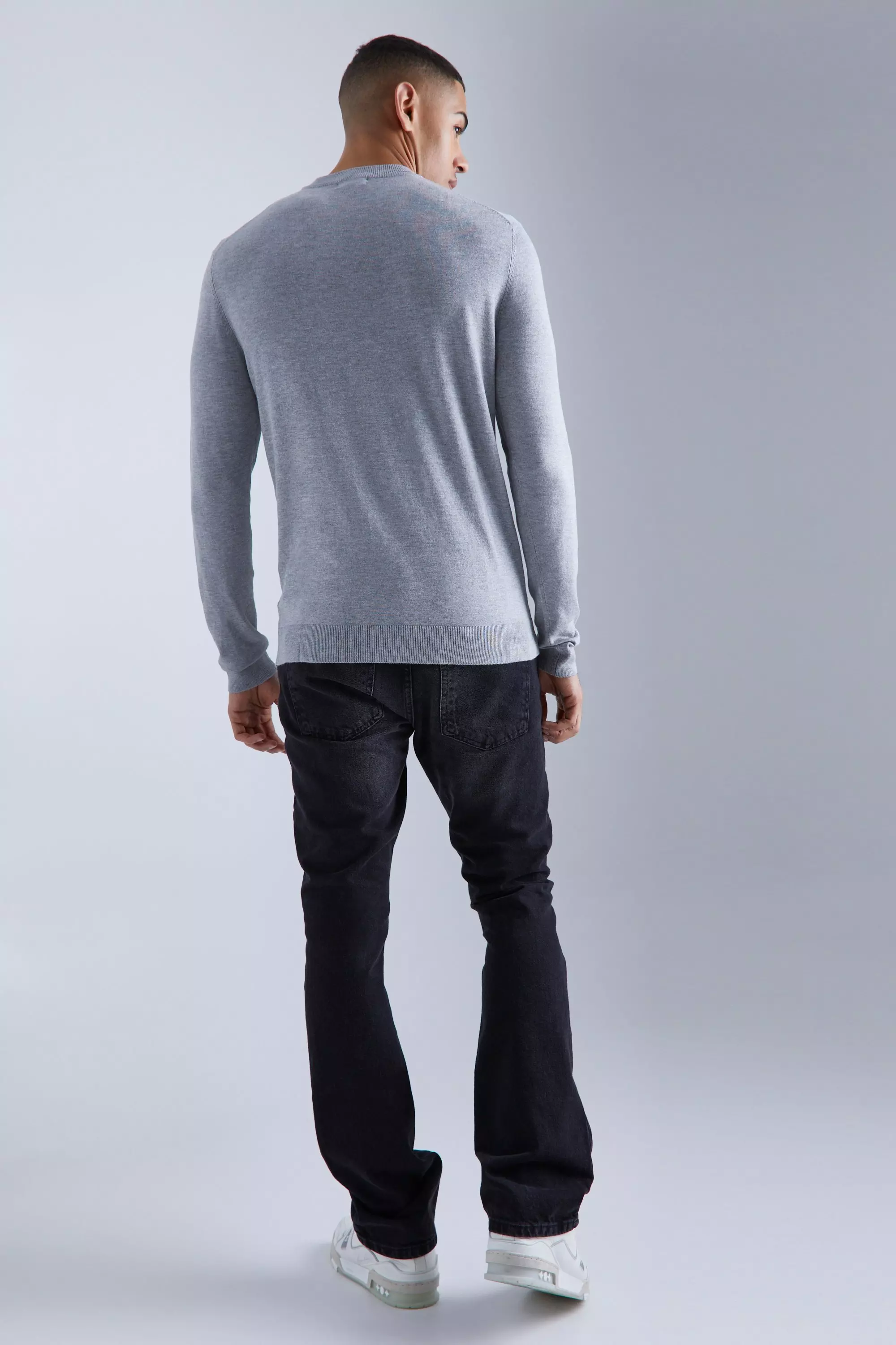 Muscle Fit Ribbed Crew Neck Sweater