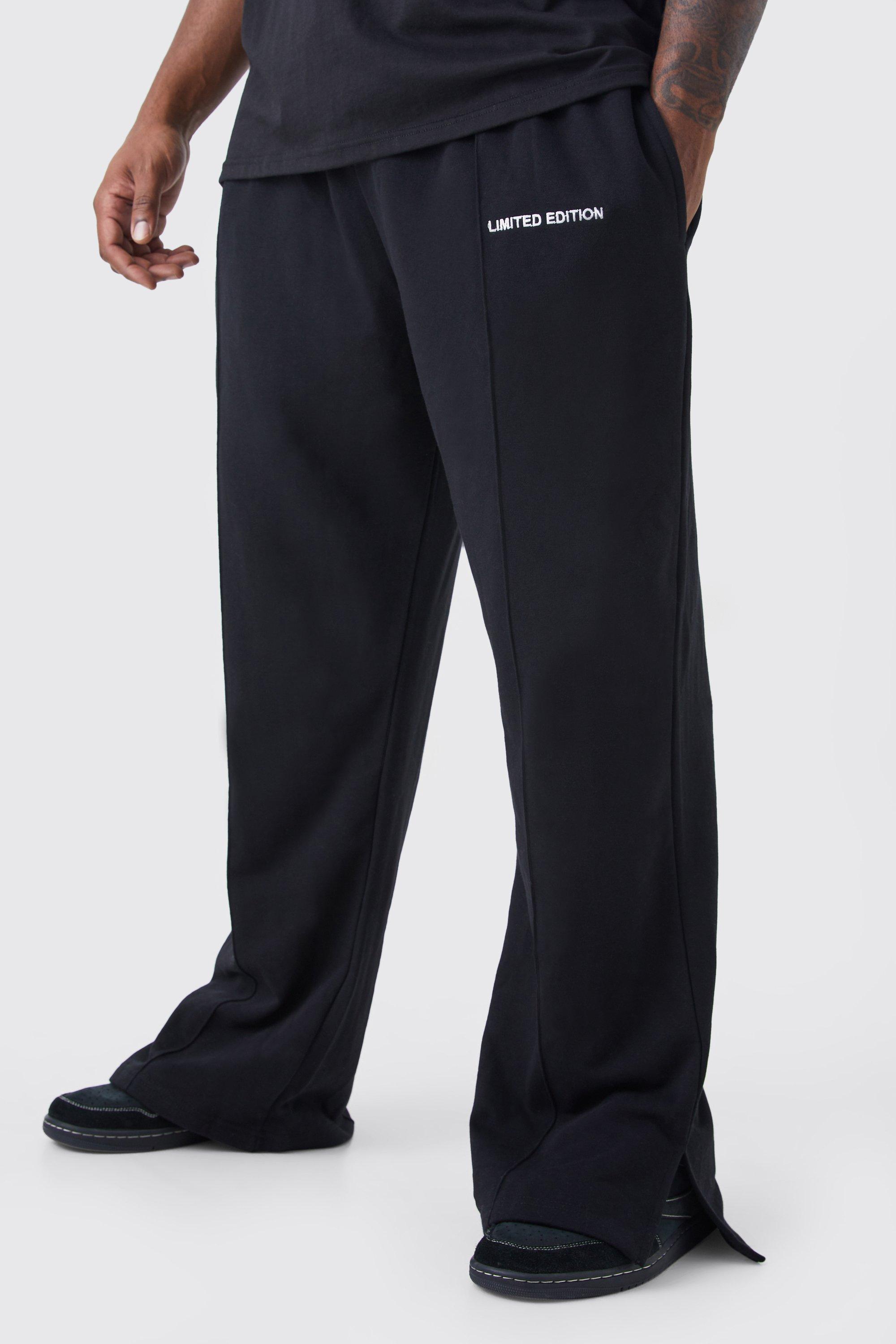 Image of Pantaloni tuta pesanti Plus Size rilassati con spacco sul fondo, Nero