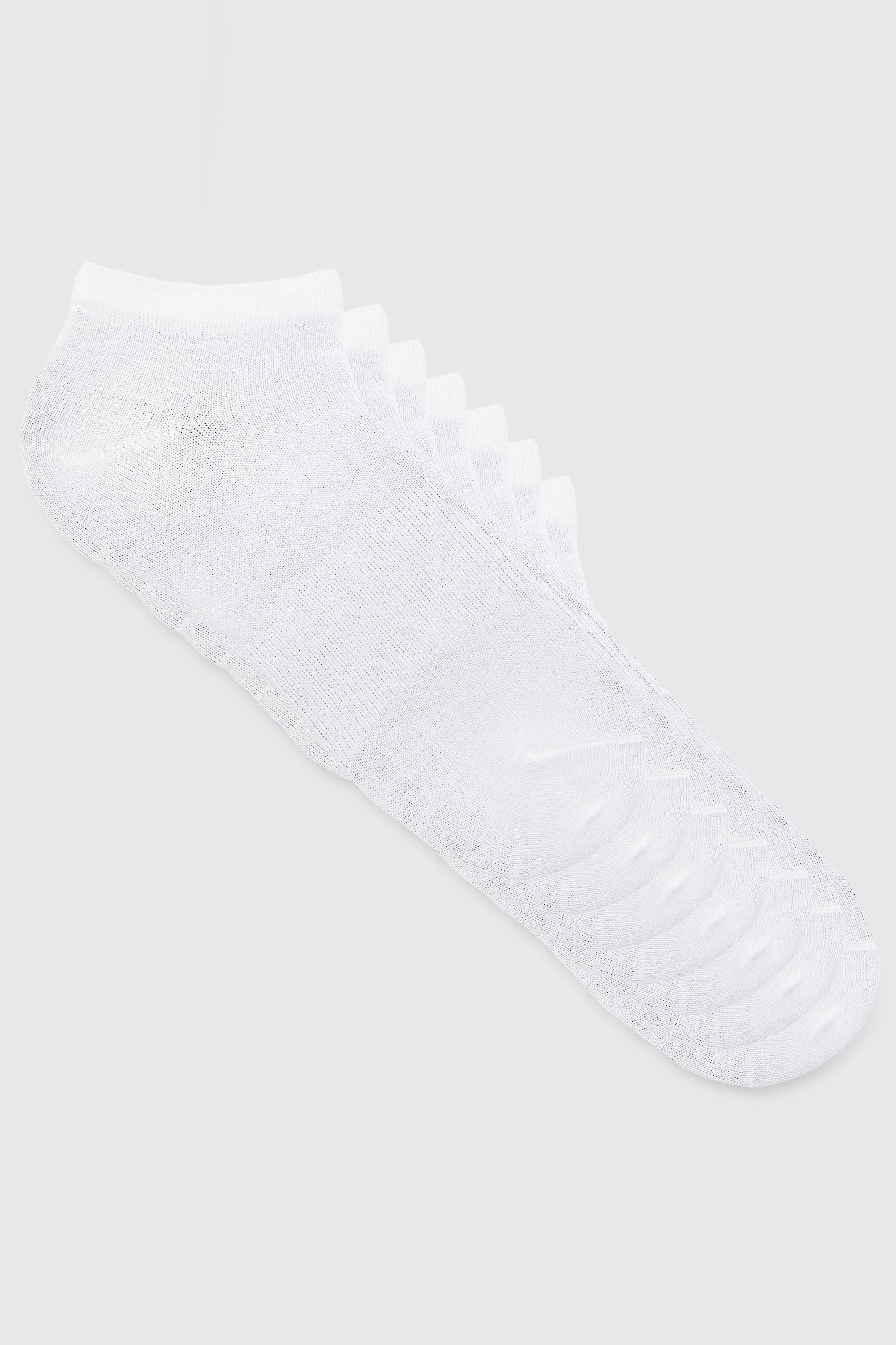 Mens White 7 Pack Plain Trainer Socks, White