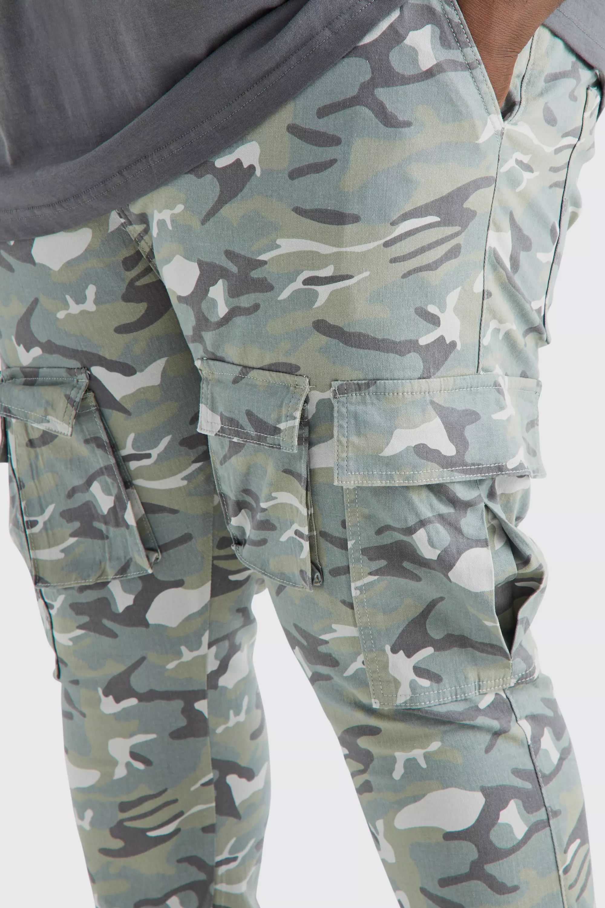 Plus Khaki Camo Pocket Detail Cargo Pant