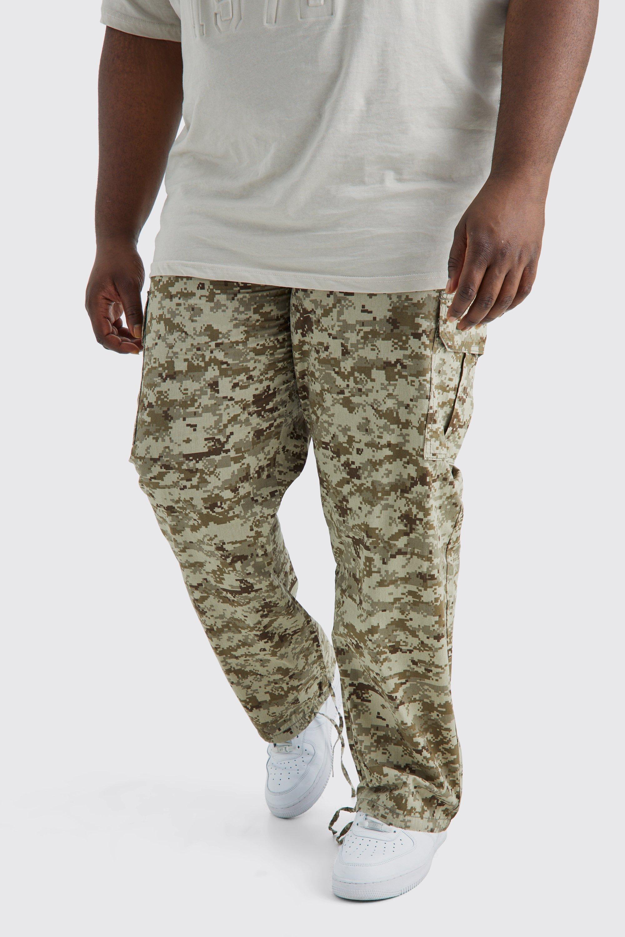 grande taille - pantalon cargo ample à imprimé camouflage homme - pierre - 44, pierre