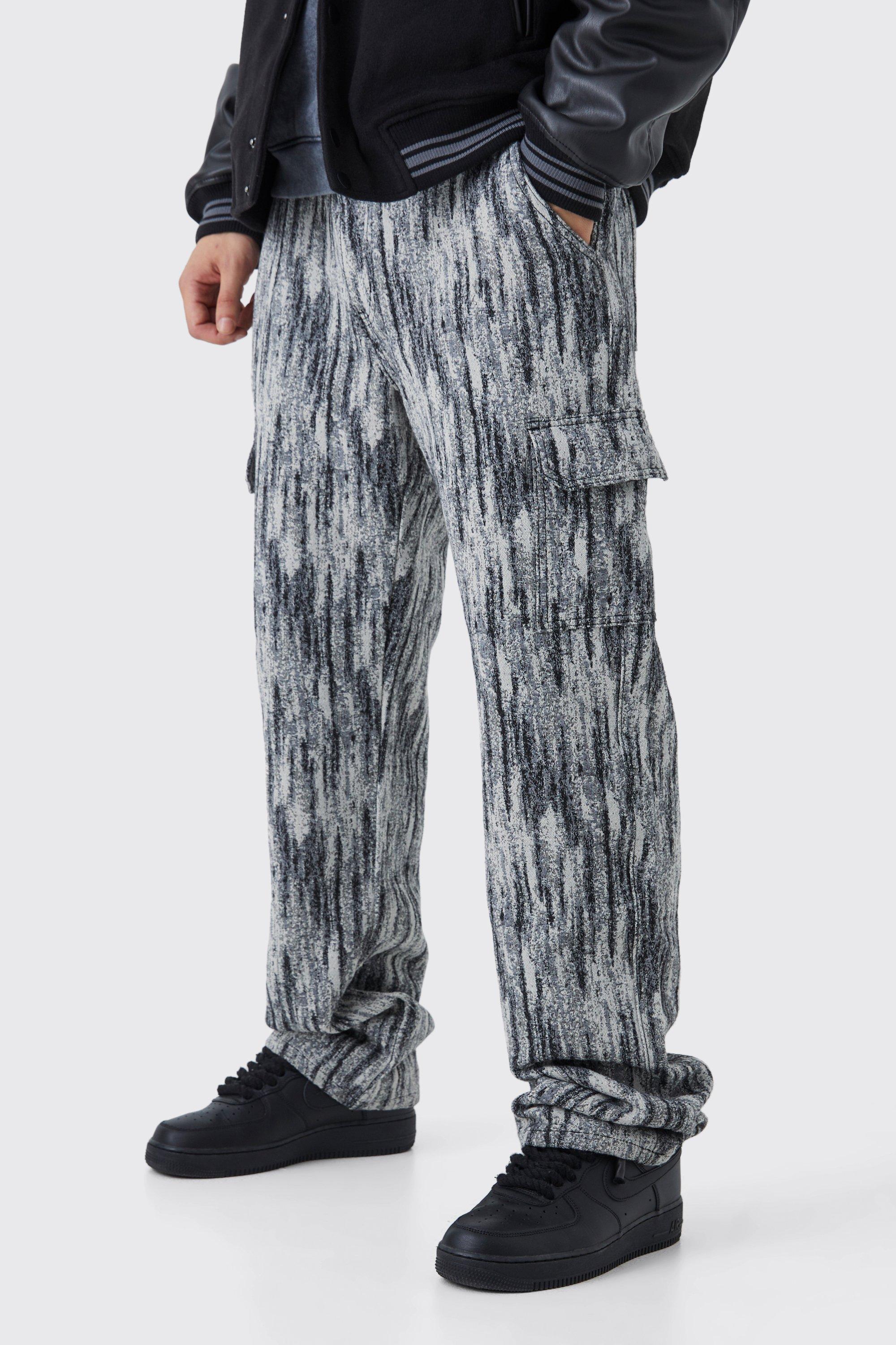 tall - pantalon cargo large à motif tapisserie homme - noir - 34, noir