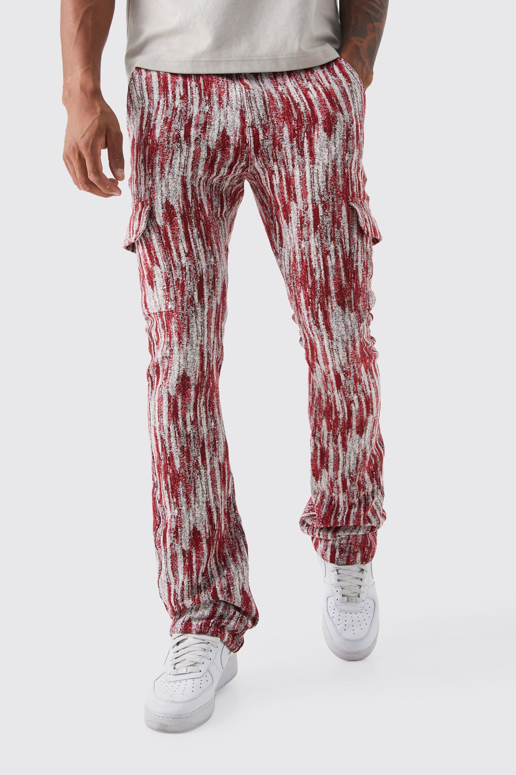 tall - pantalon cargo slim à motif tapisserie homme - rouge - 30, rouge