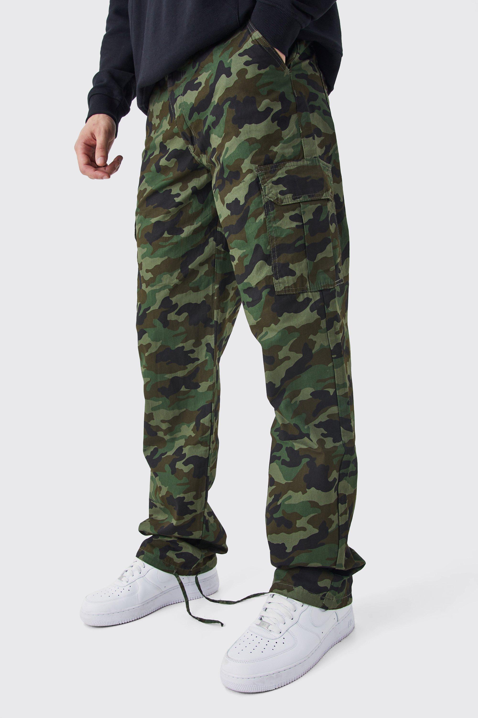 tall - pantalon cargo ample à imprimé camouflage homme - kaki - 34, kaki