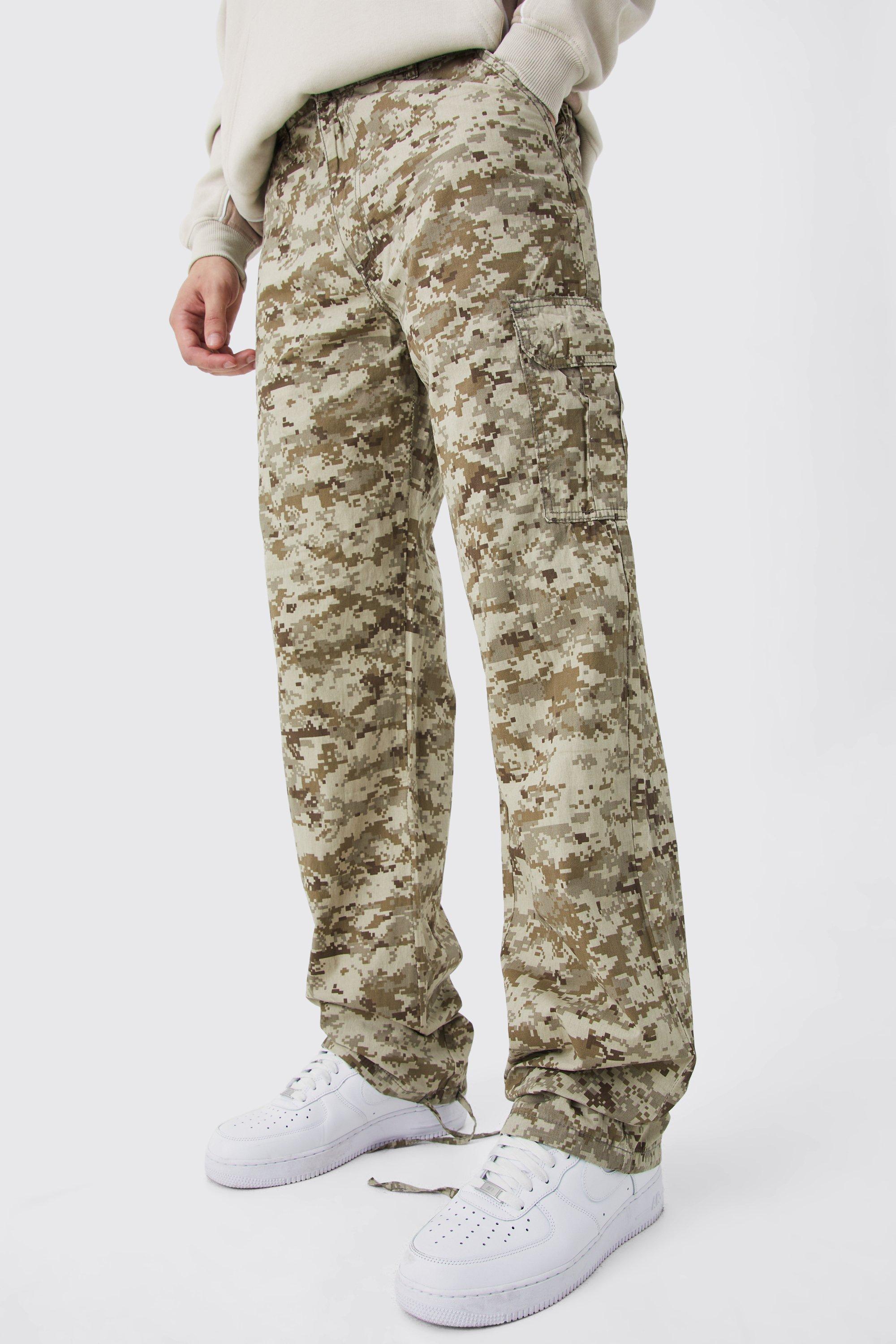 tall - pantalon cargo ample à imprimé camouflage homme - pierre - 34, pierre