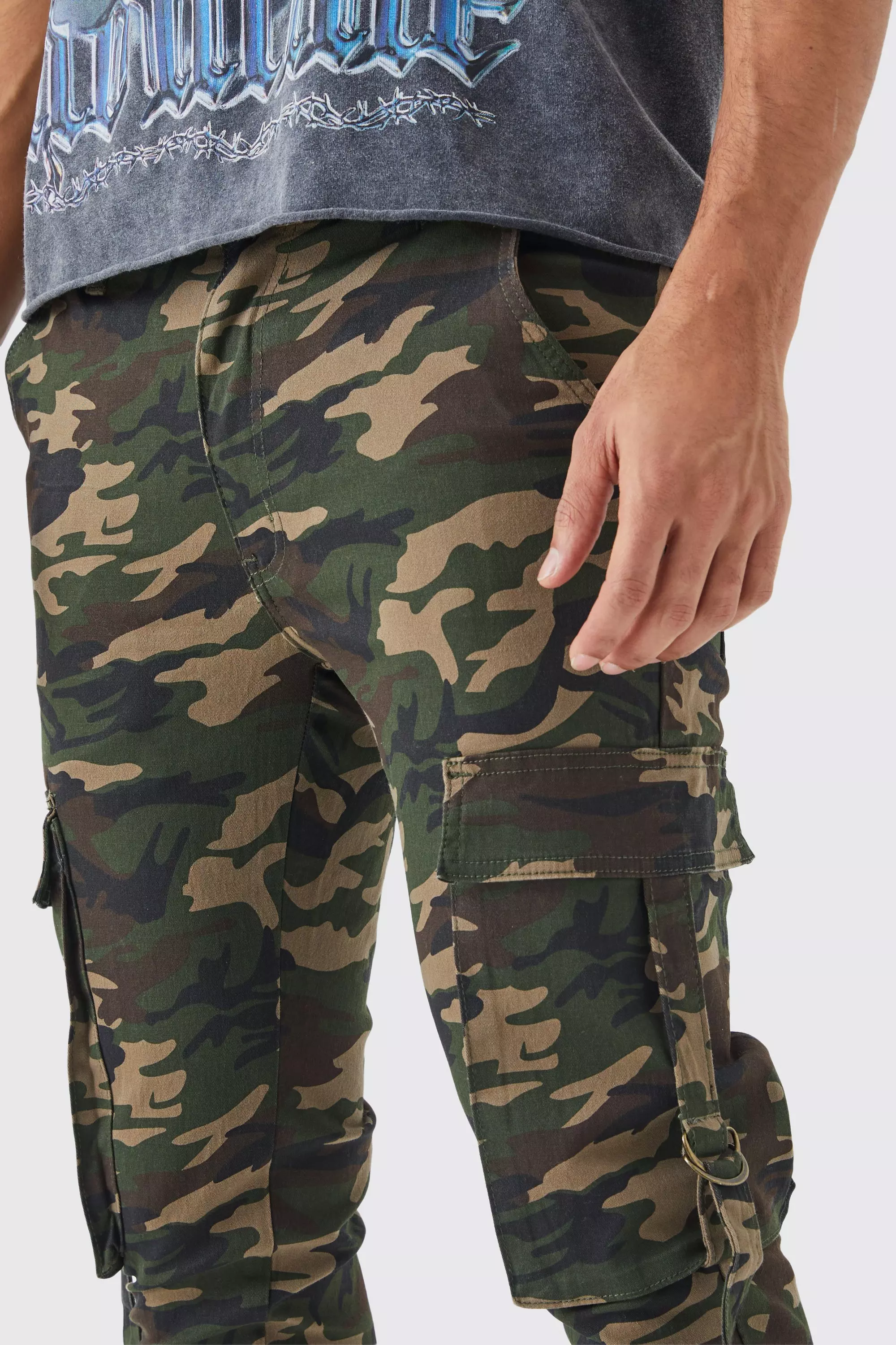 Skinny Stacked Multi Cargo Camo Pants