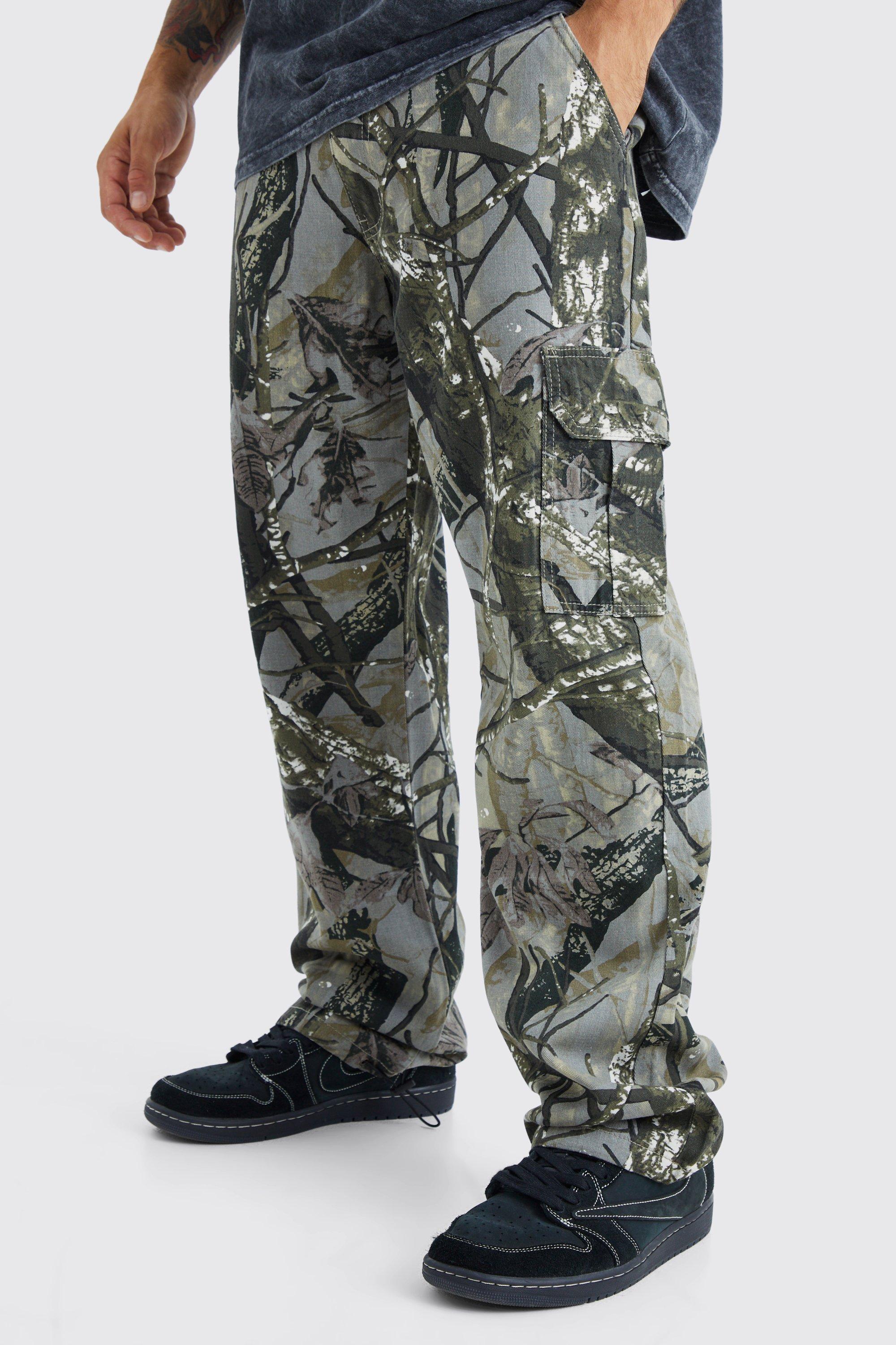 pantalon cargo large imprimé camouflage homme - beige - 28, beige