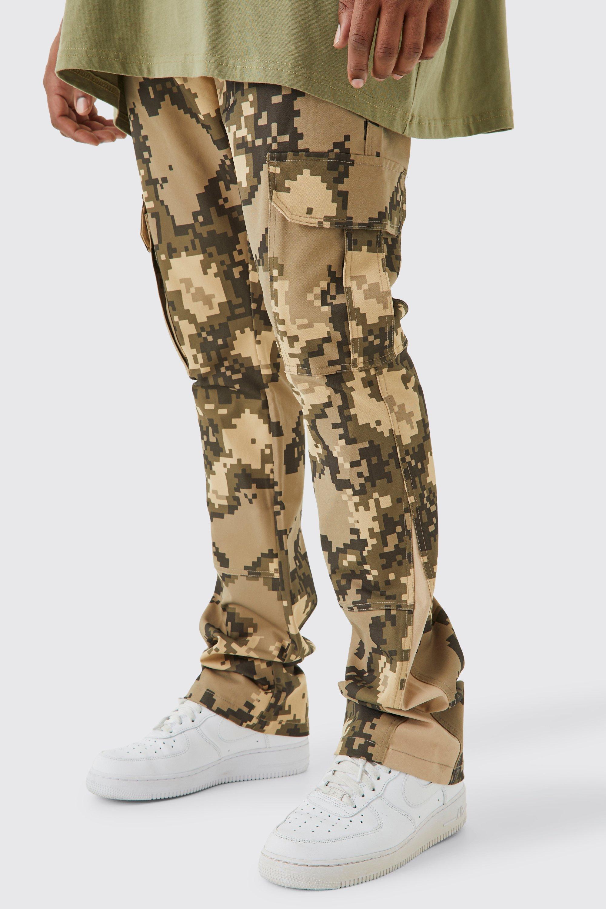 Image of Pantaloni a zampa Plus Size Skinny Fit con vita fissa e pieghe sul fondo, Brown