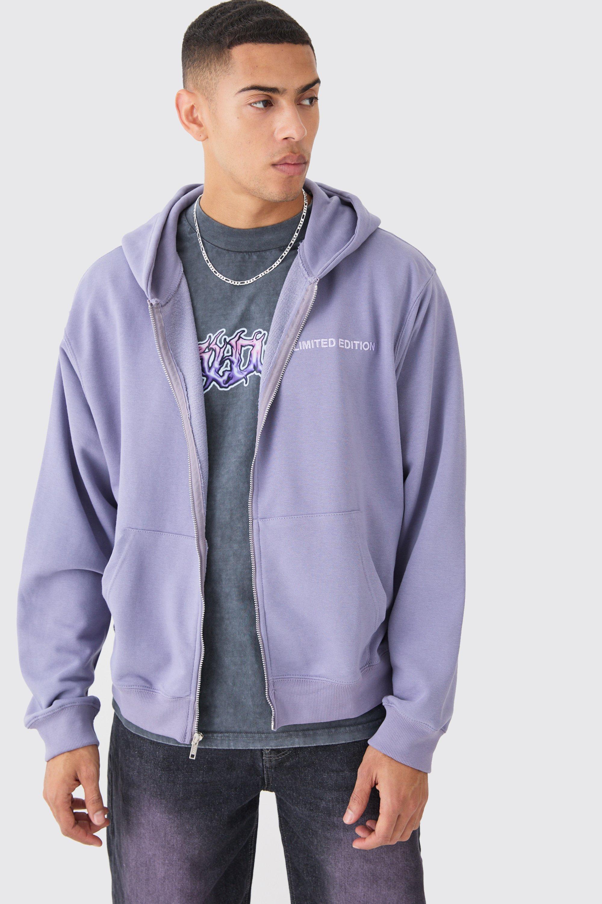 Image of Felpa oversize pesante con zip e cappuccio, Purple