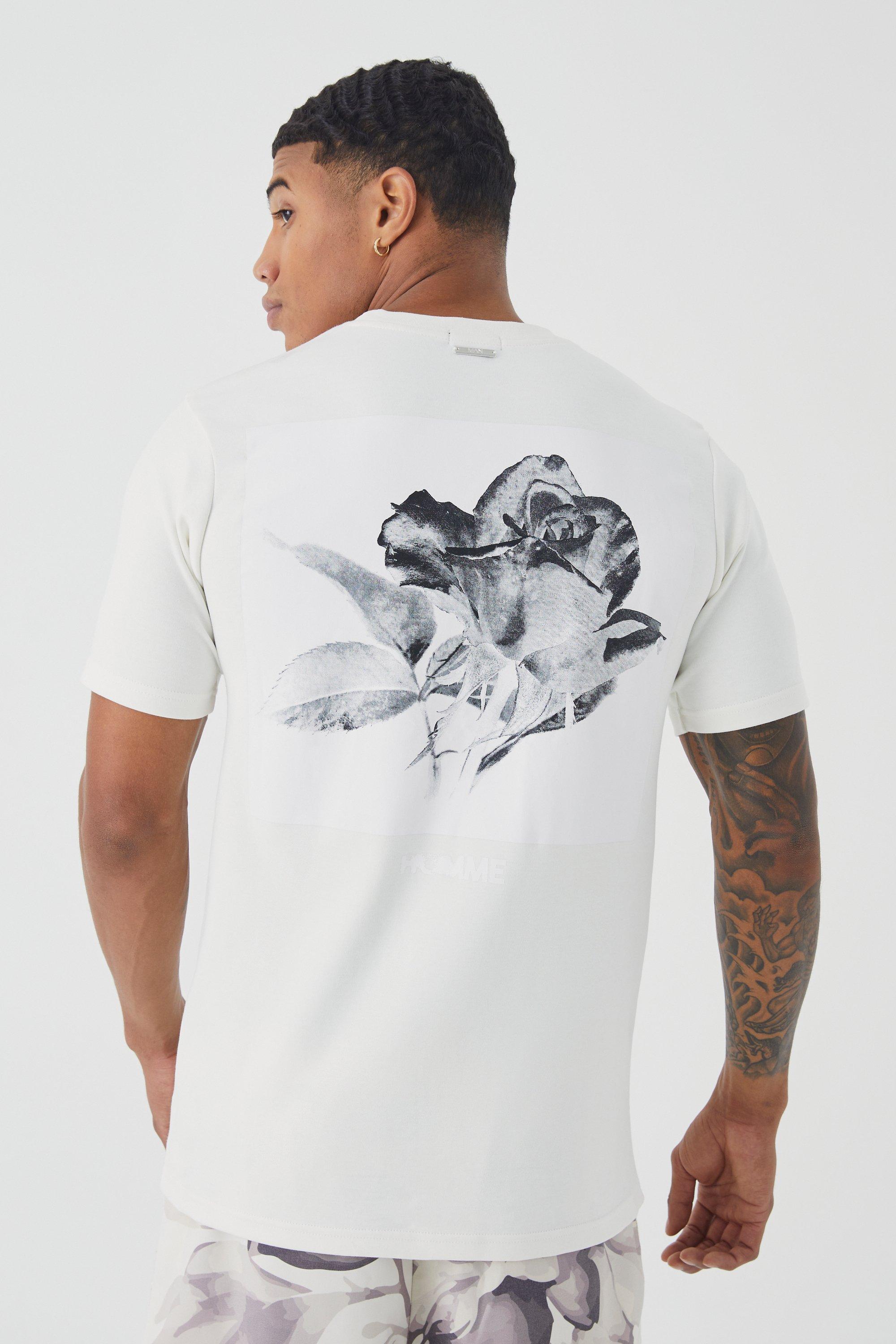 Mens Cream Slim Heavyweight Interlock Homme Graphic T-shirt, Cream