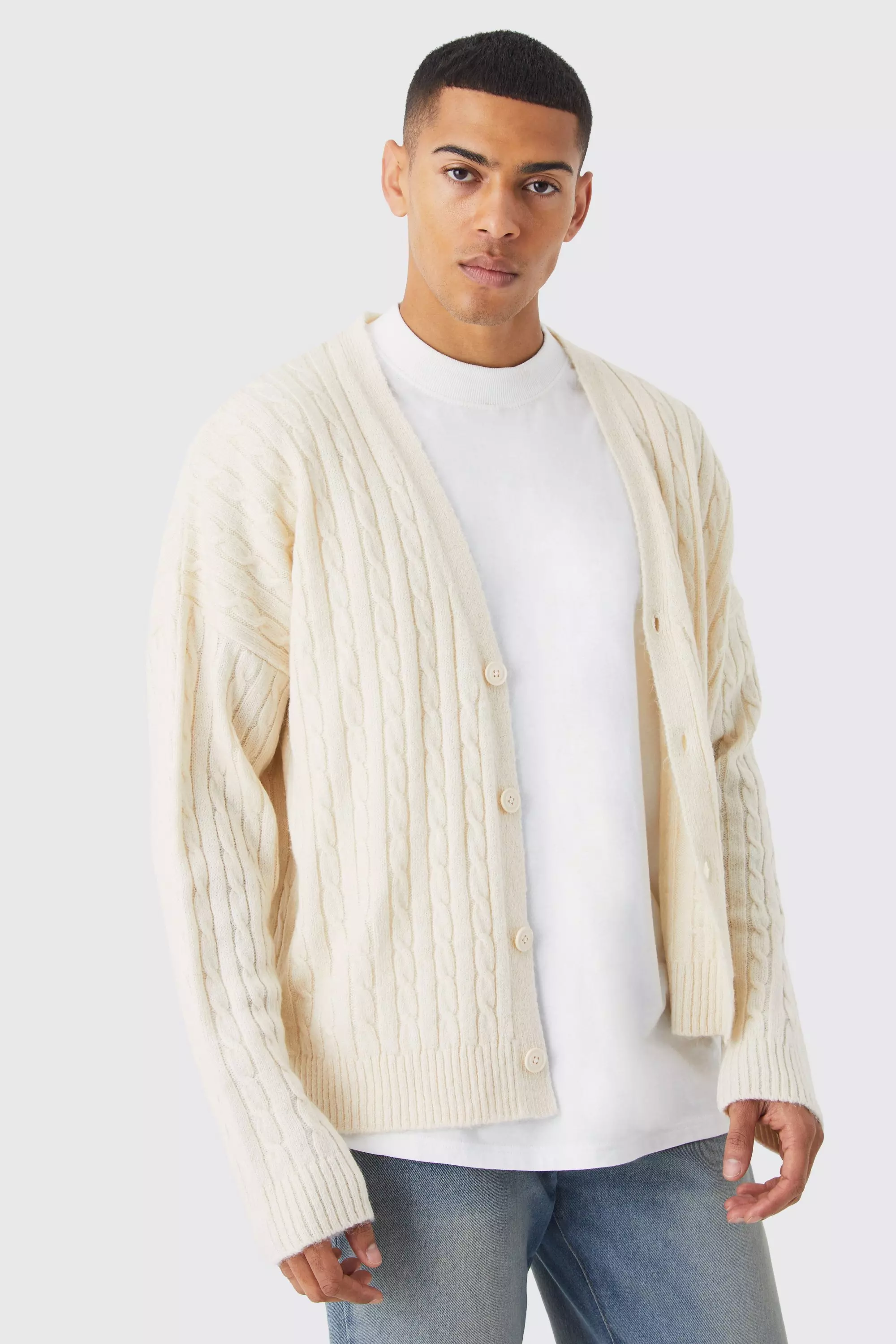 Cream Cable Knit Cardigan