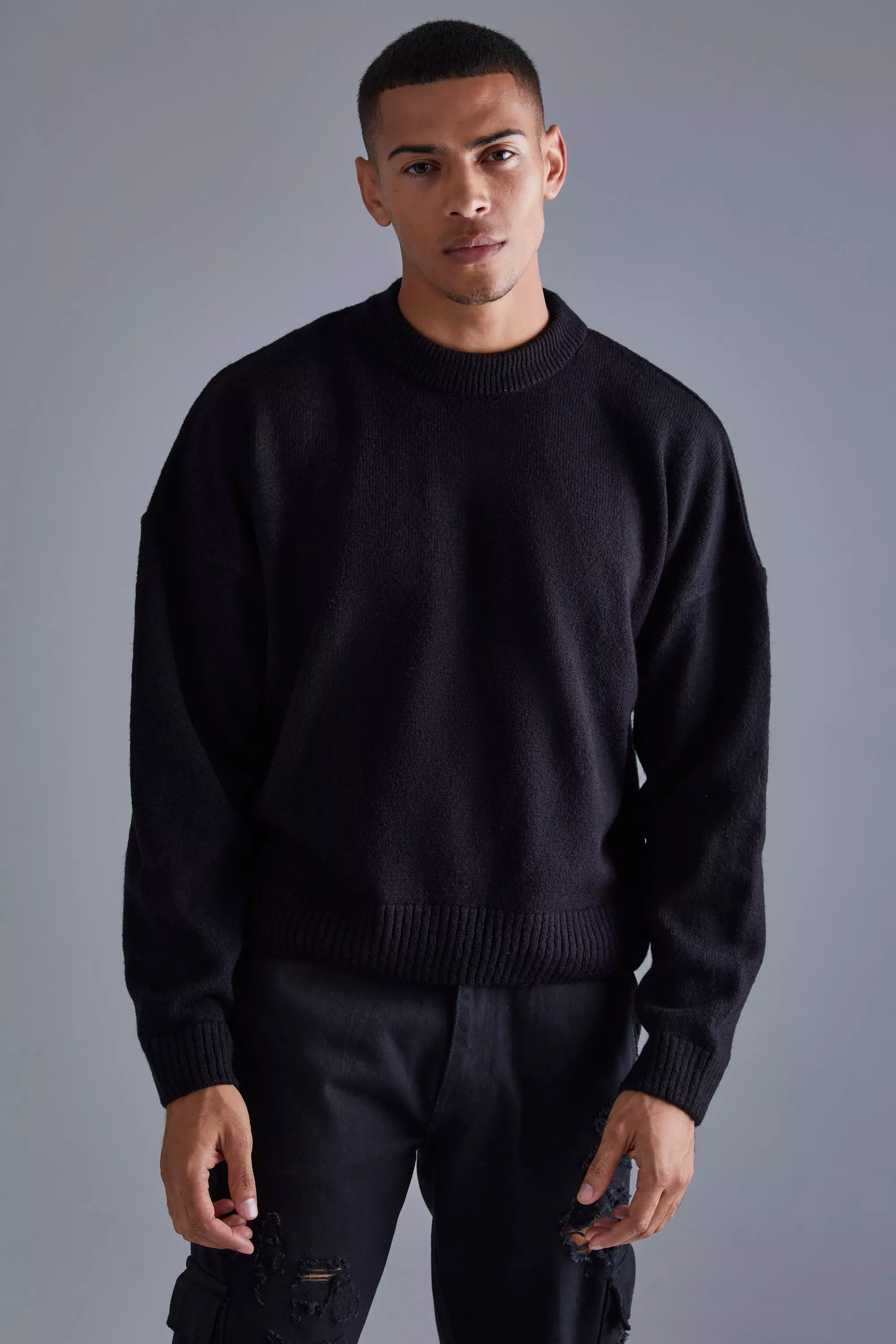 Black boxy shop jumper uk