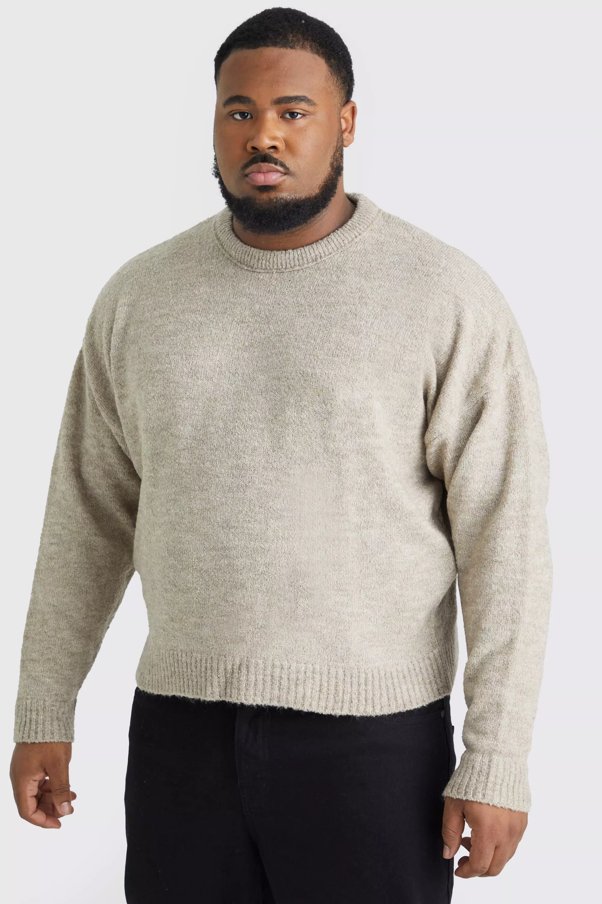 Boxy Boucle Knit Extended Neck Jumper