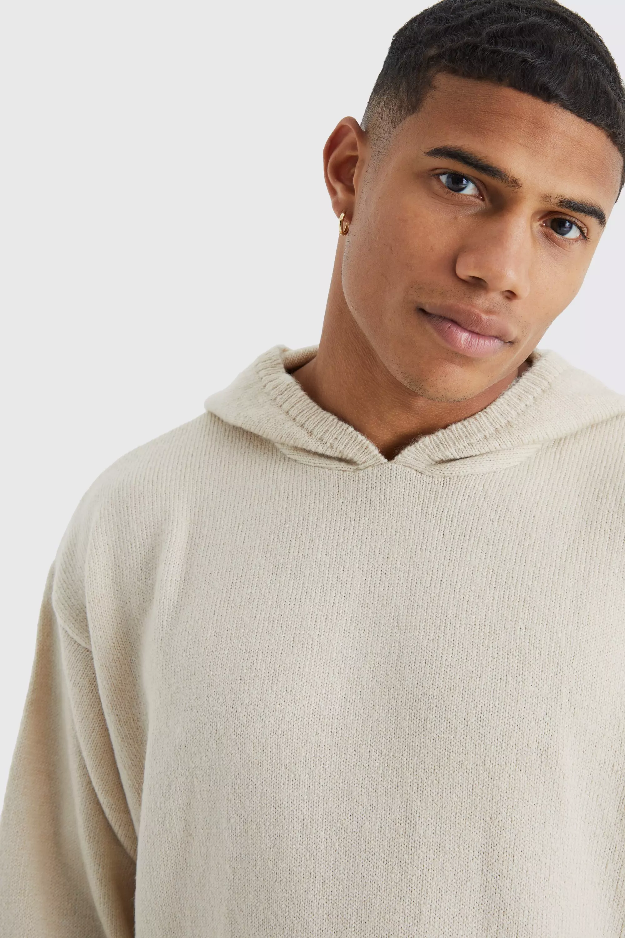 Knitted hot sale hoodie mens