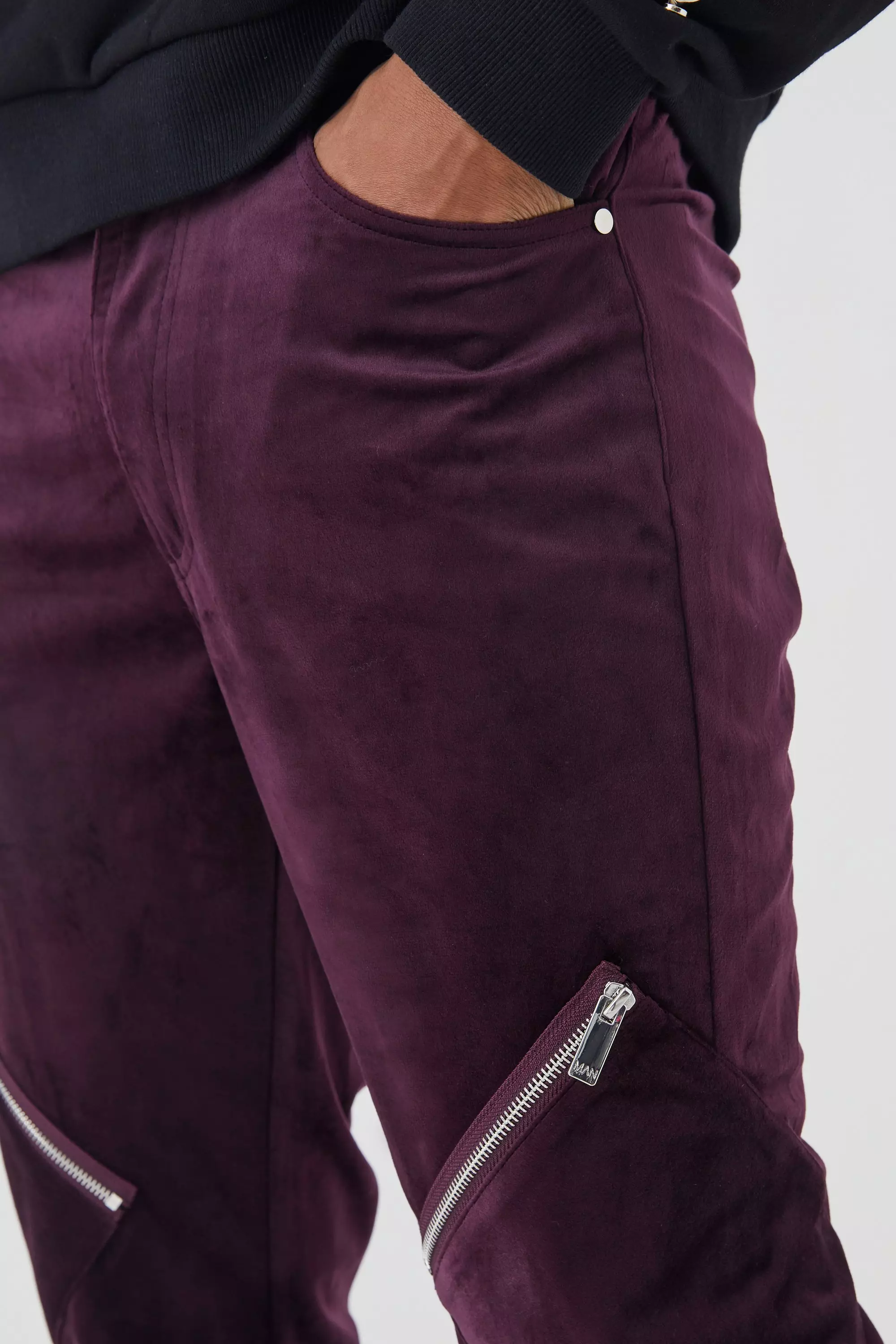 Purple Velour Cargo Pant