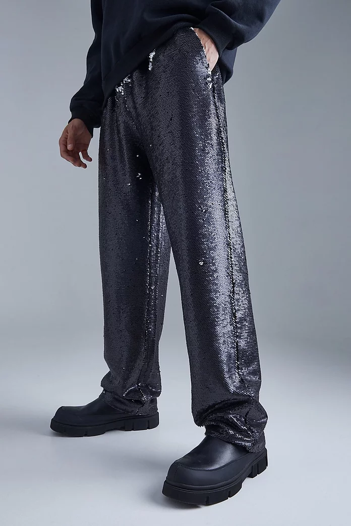 Relaxed Fit Sequin Pants