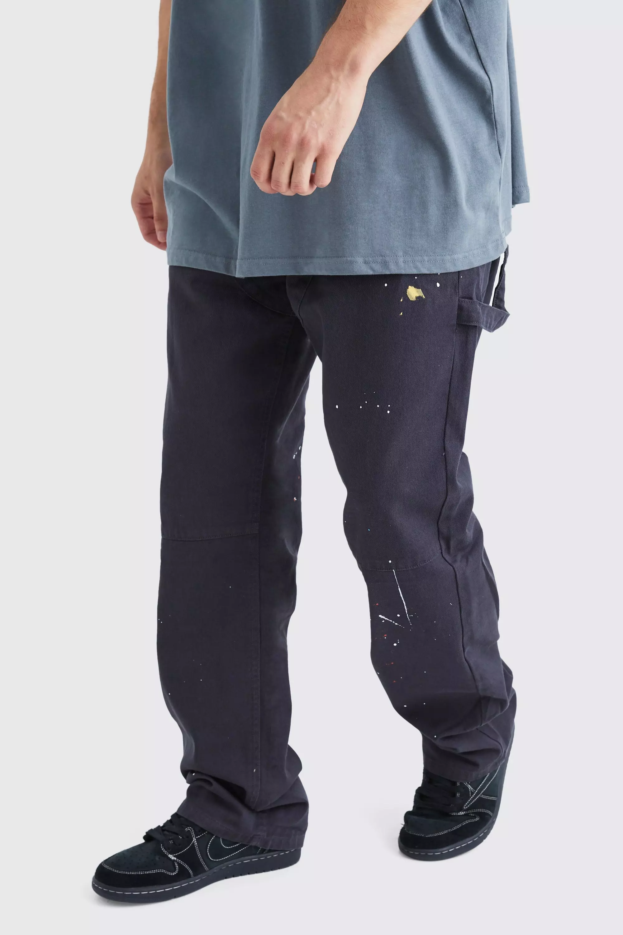 Tall Relaxed Fit All Over Paint Splatter Carpenter Pants