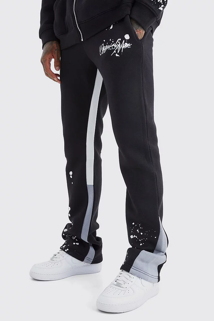 Slim Stacked Flare Jogger With Gusset Panel