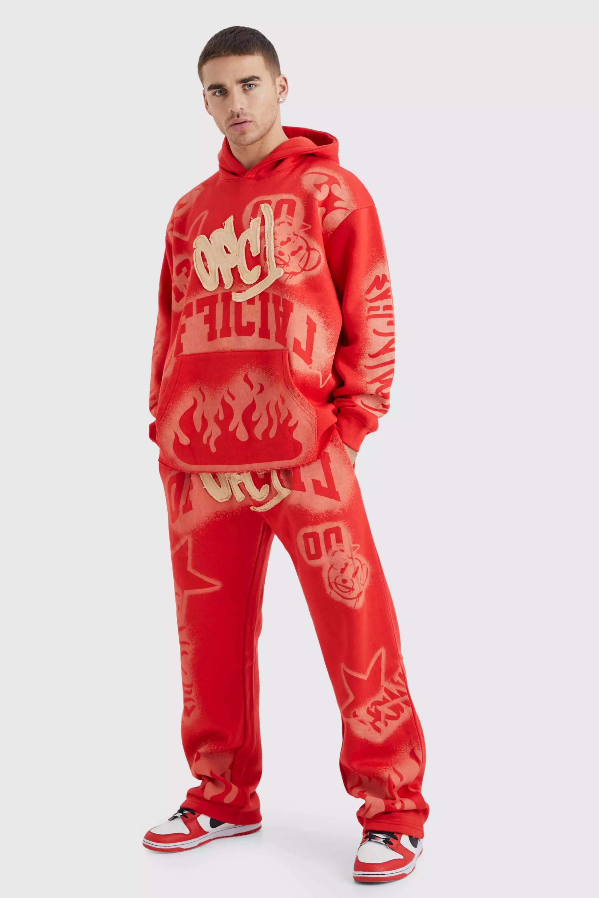 Boohooman clearance red tracksuit