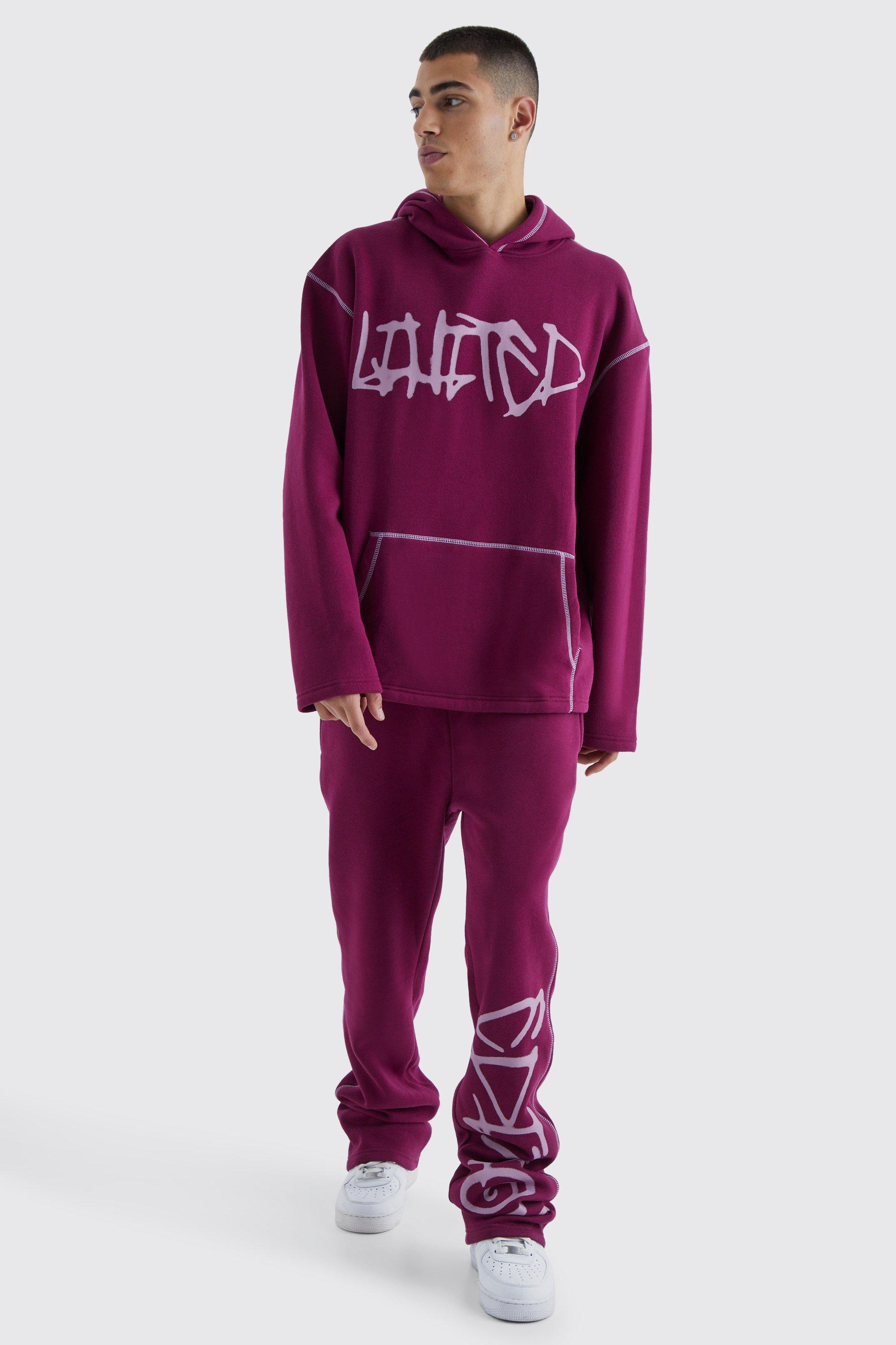 Mens Red Oversized Limited Edition Graffiti Tracksuit, Red