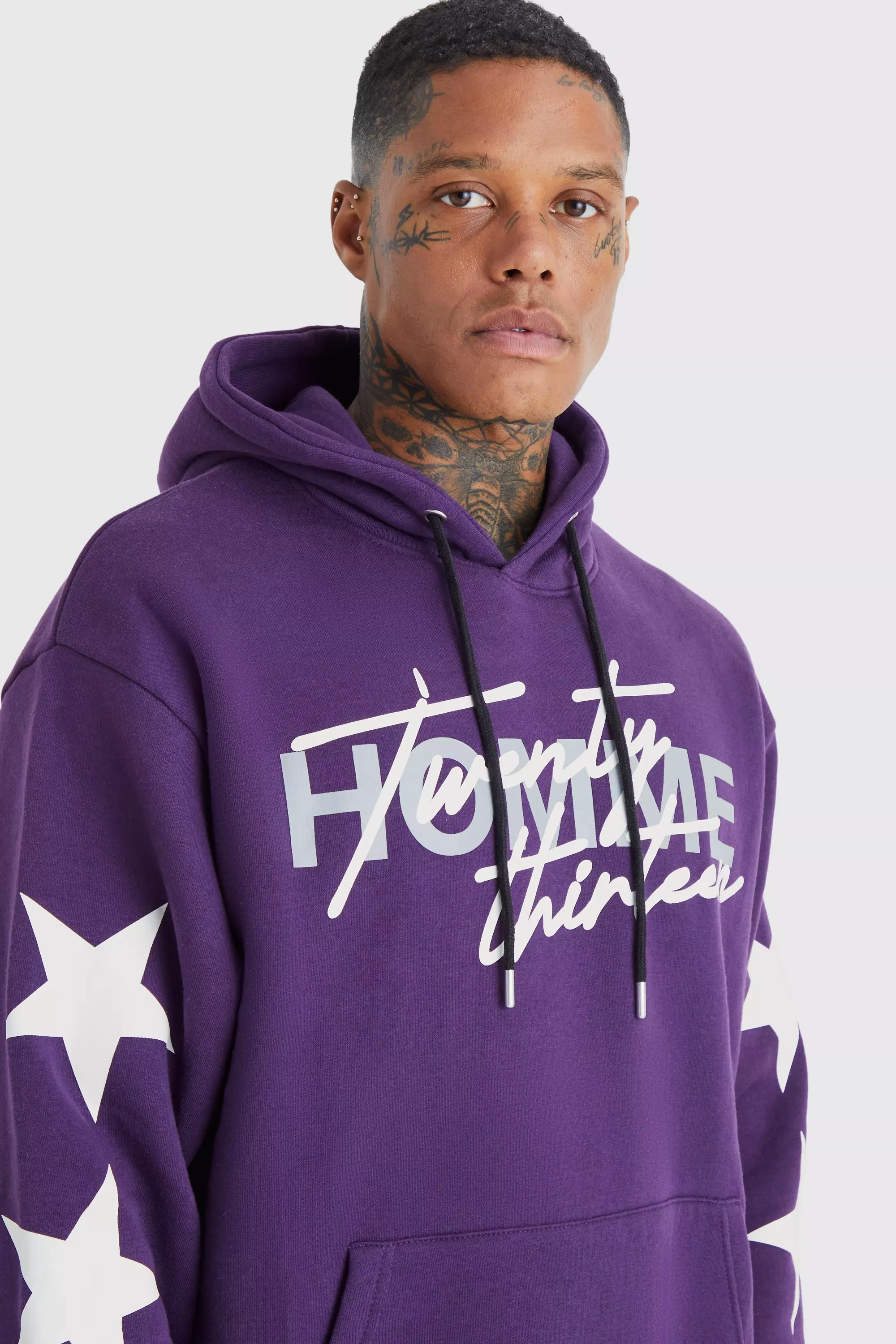 Oversized Star Homme Print Tracksuit boohooMAN USA