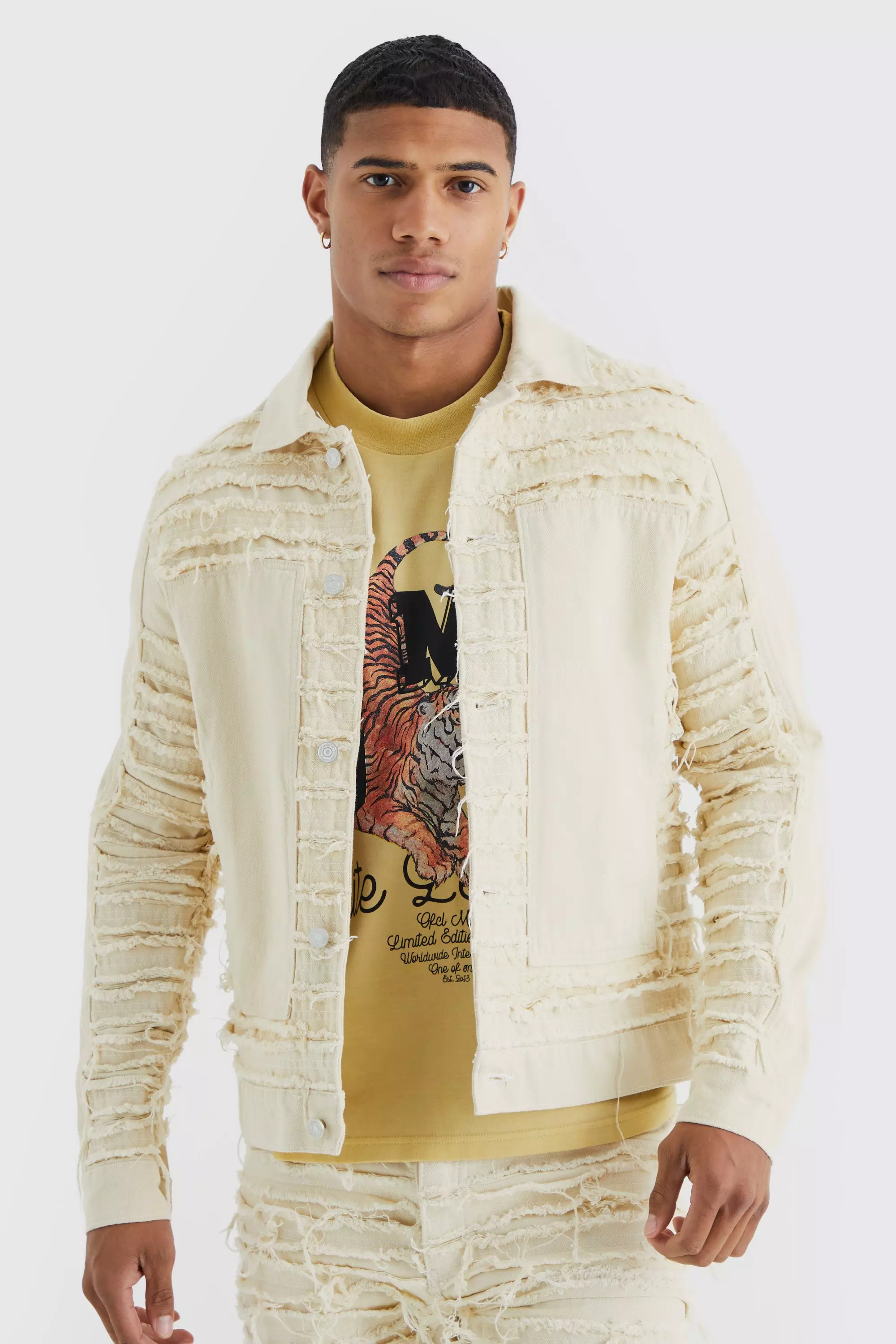 Mens stone shop denim jacket