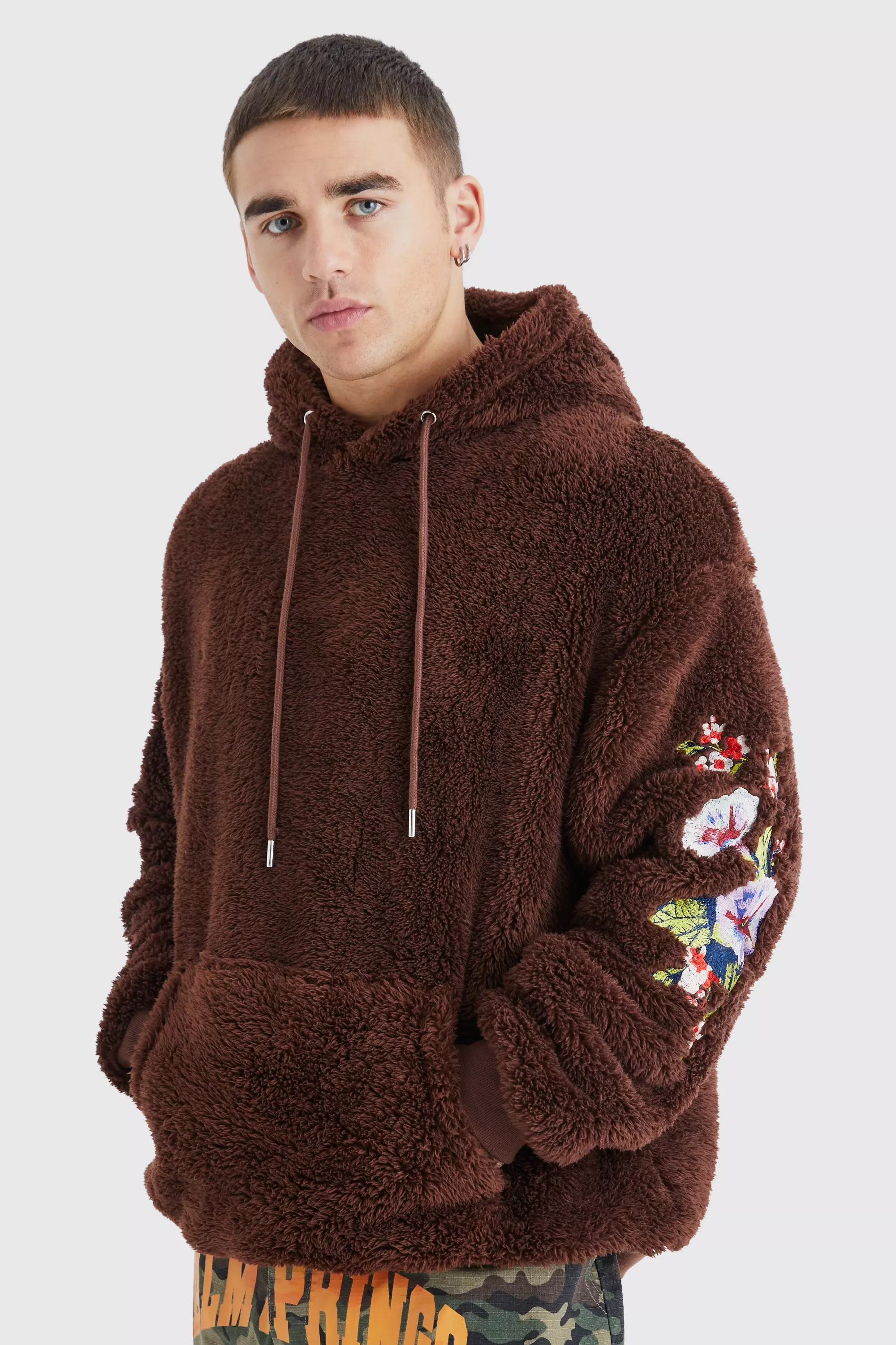 Faux Embroidered Men's Hoodie