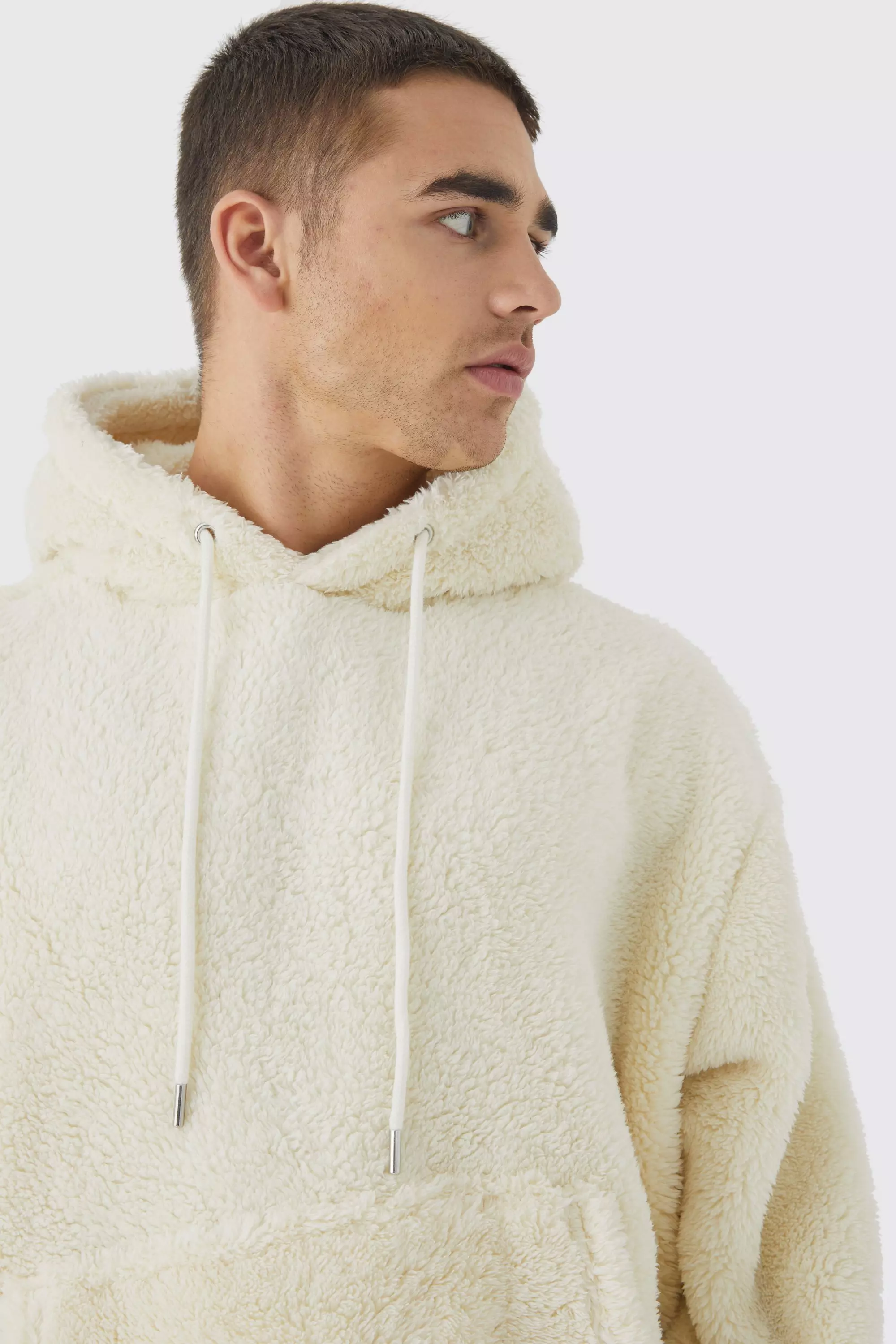 Oversized Boxy Borg Over The Head Hoodie boohooMAN USA