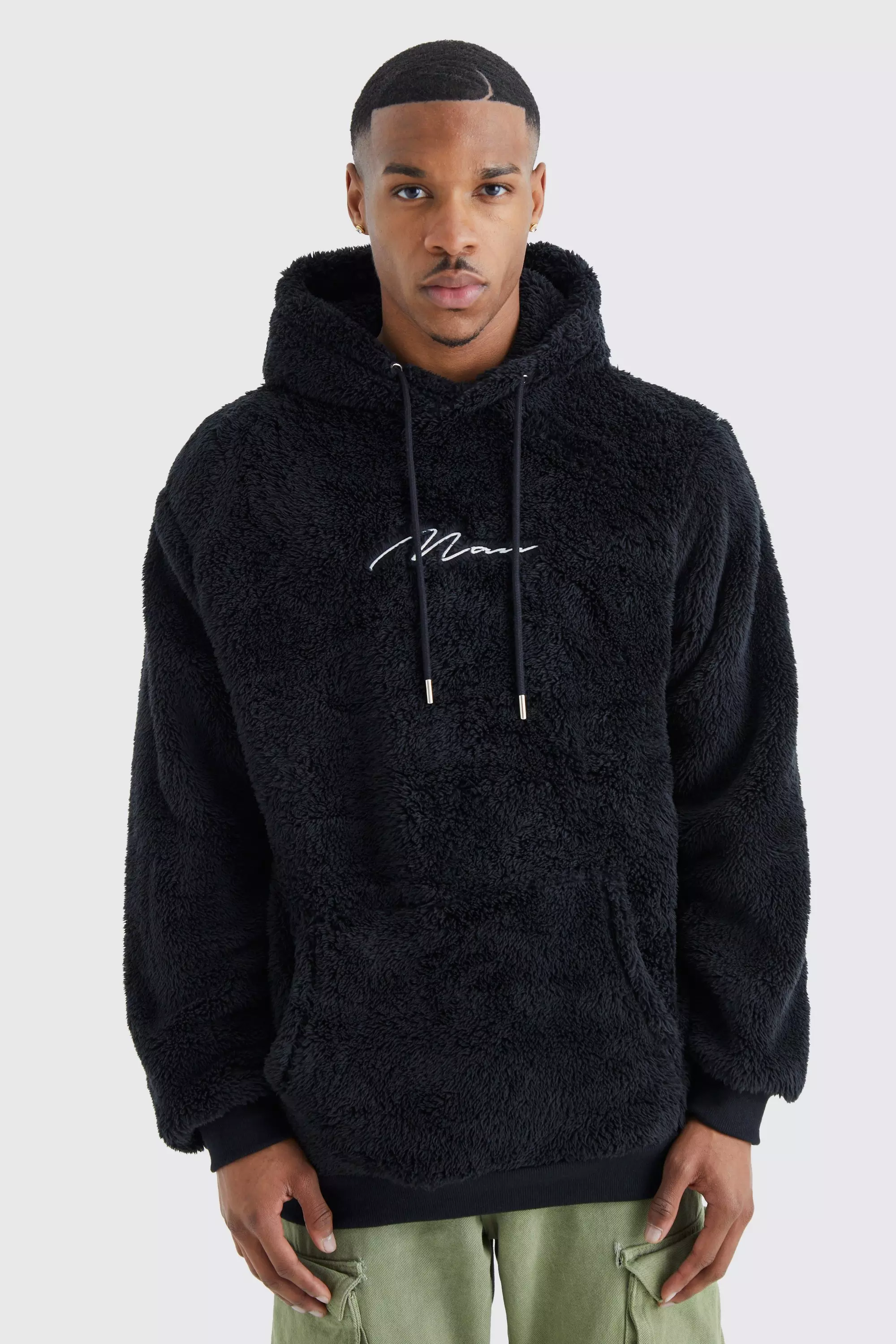 Man Signature Borg Over The Head Hoodie boohooMAN USA