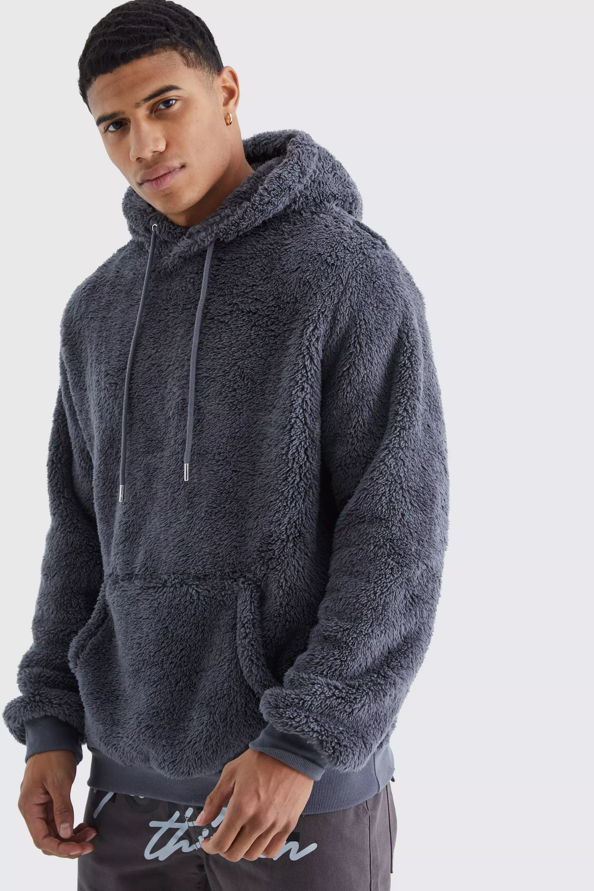 Borg fleece hoodie discount mens