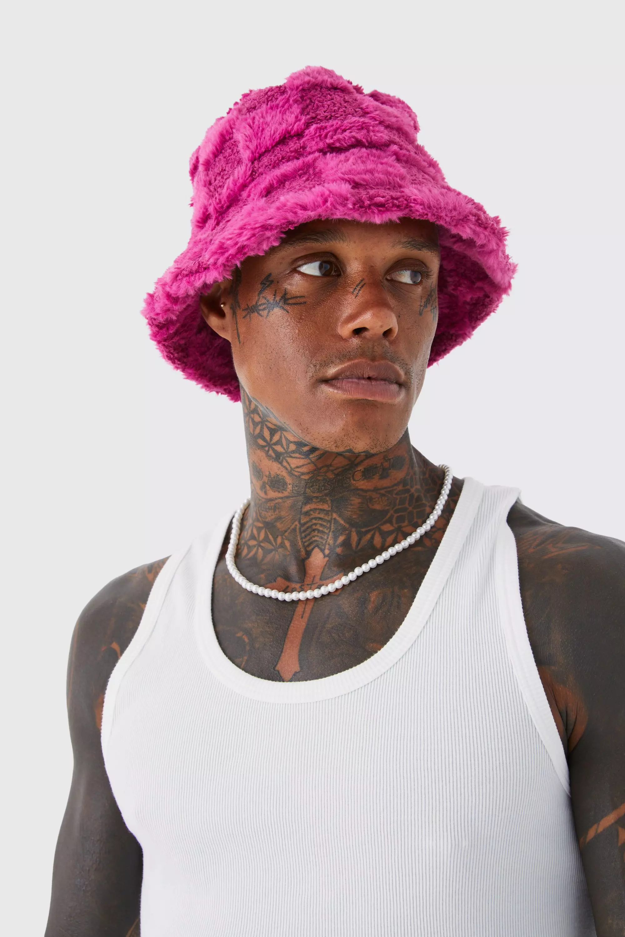 Fluffy pink hot sale bucket hat