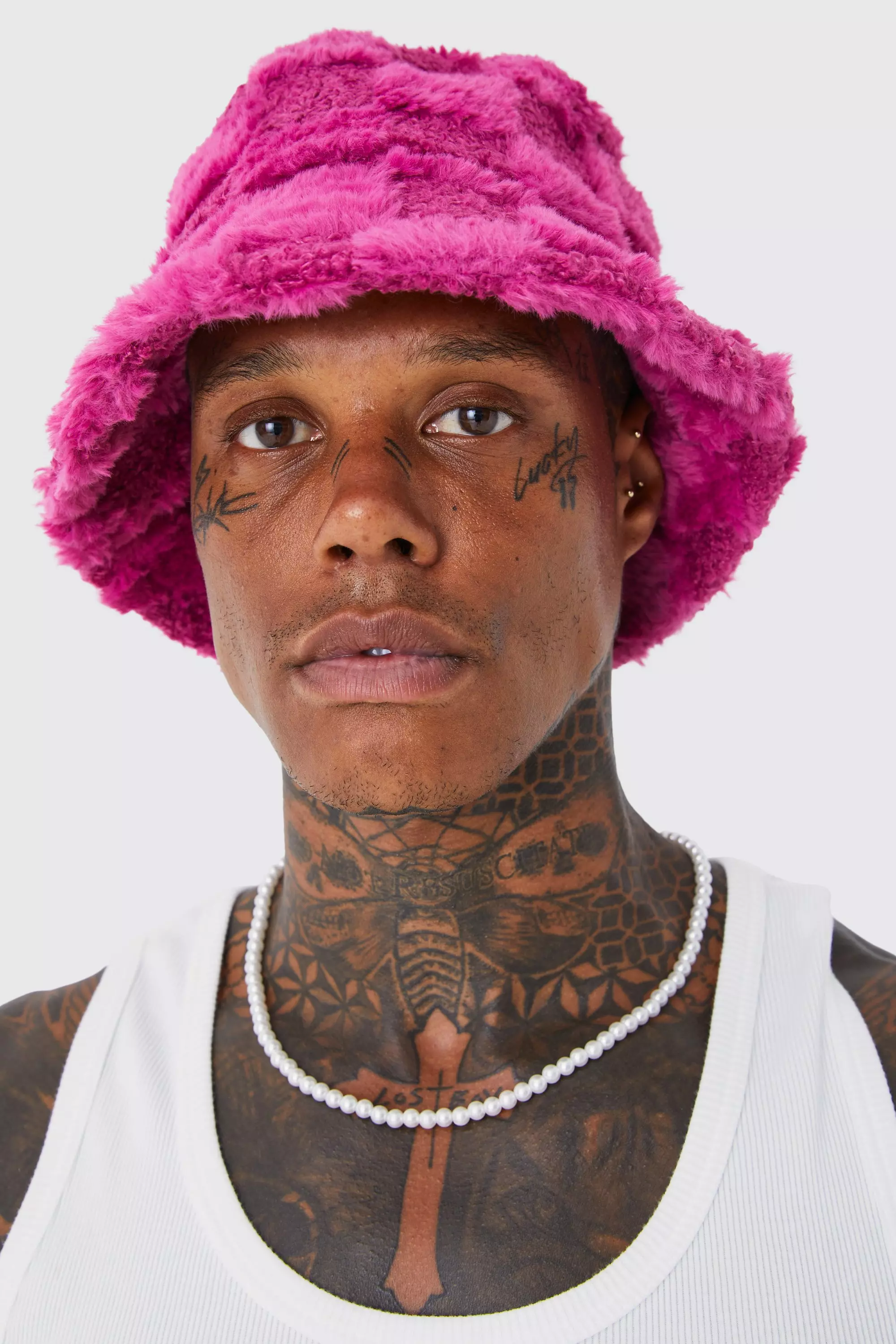 Fluffy pink cheap bucket hat