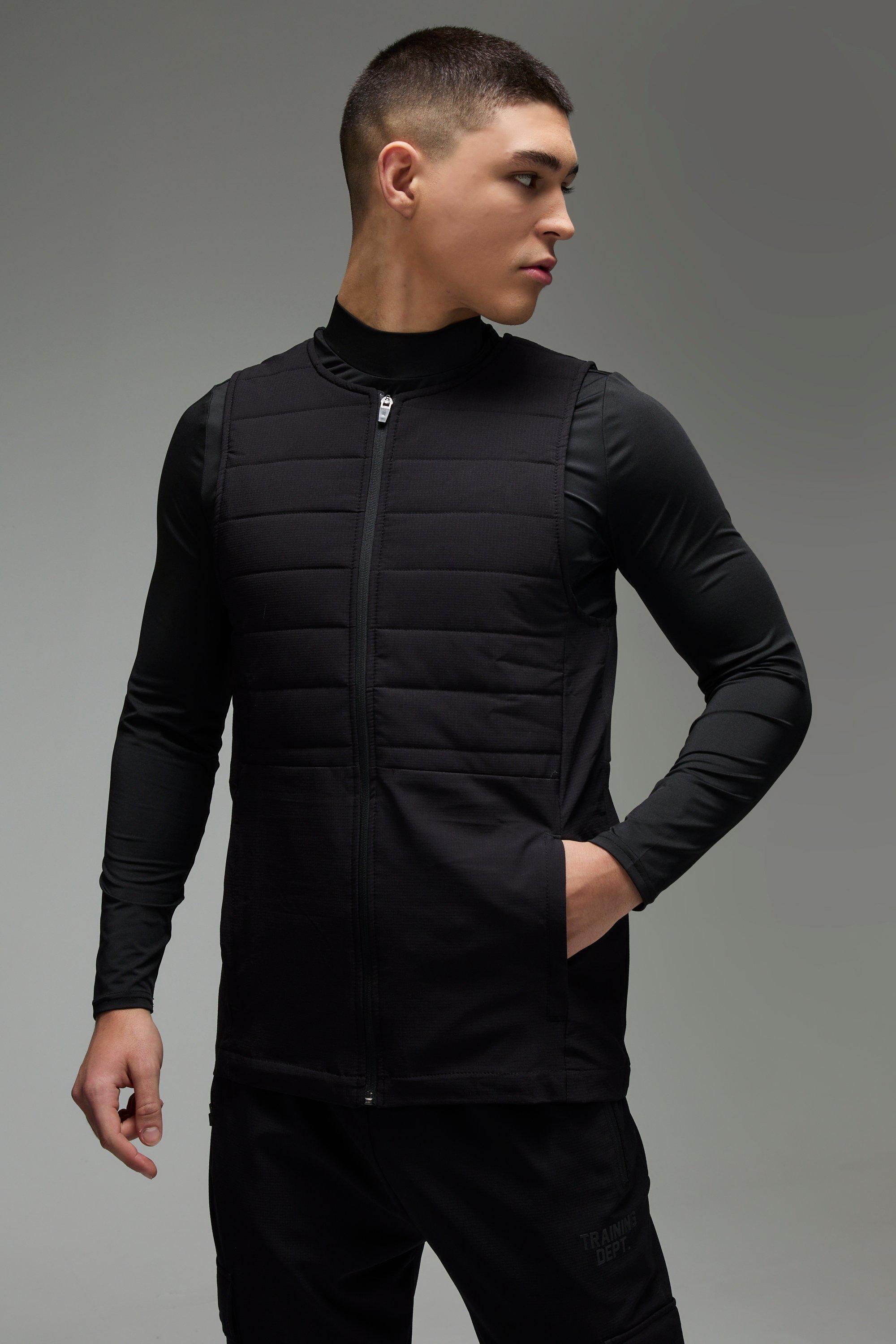 Mens Black Active Training Dept Quilted Body Warmer, Black