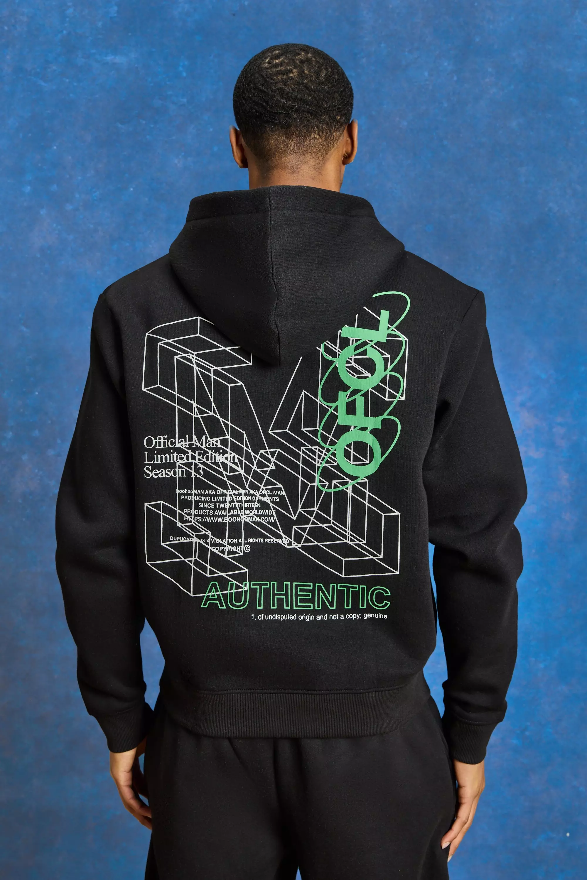 Black and outlet green graphic hoodie