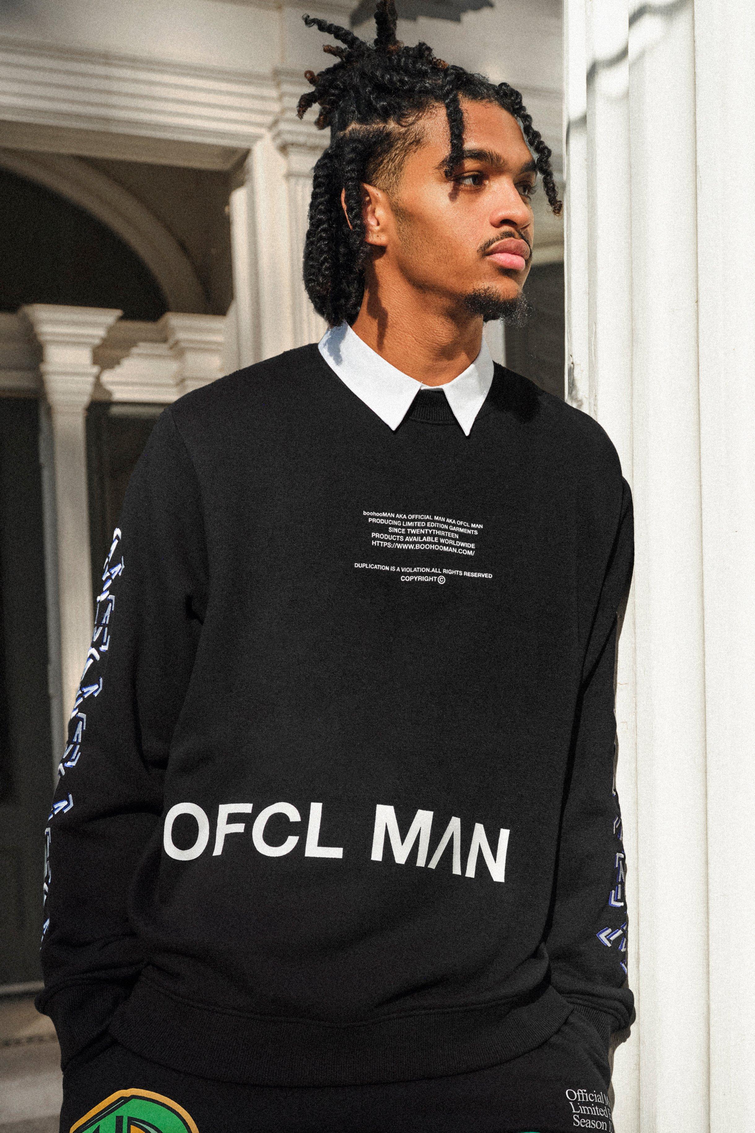 Mens Black Oversized ’M’ Graphic Sweatshirt, Black