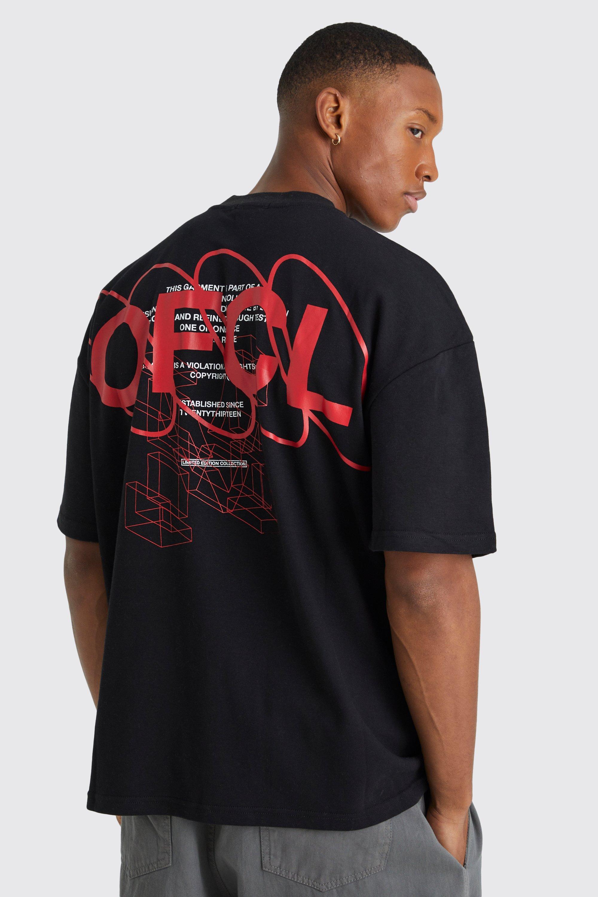 Image of T-shirt oversize con grafica Ofcl sul retro, Nero